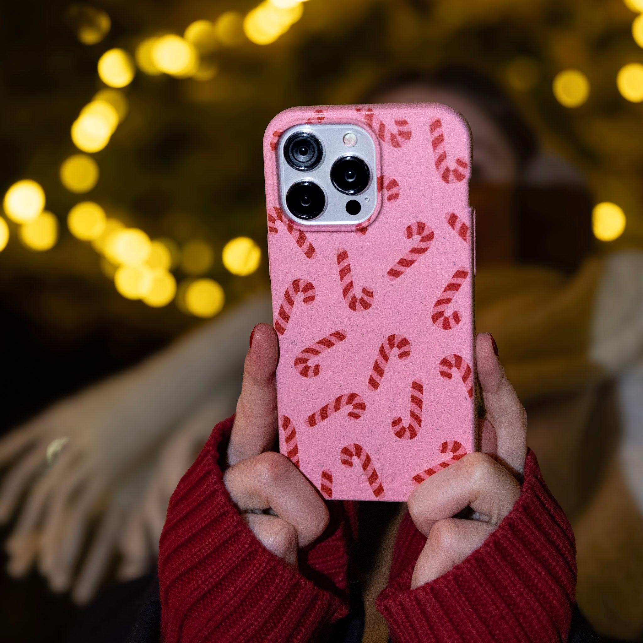 BlackTree Bubblegum Pink Candy Cane Chaos iPhone 13 Mini Case - view 3