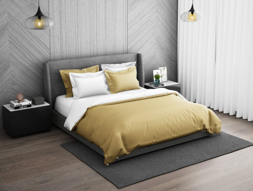 Spaces India Solid Champagne Gold - Gold 100% Cotton Double Duvet Cover - Hygro By Spaces - view 2