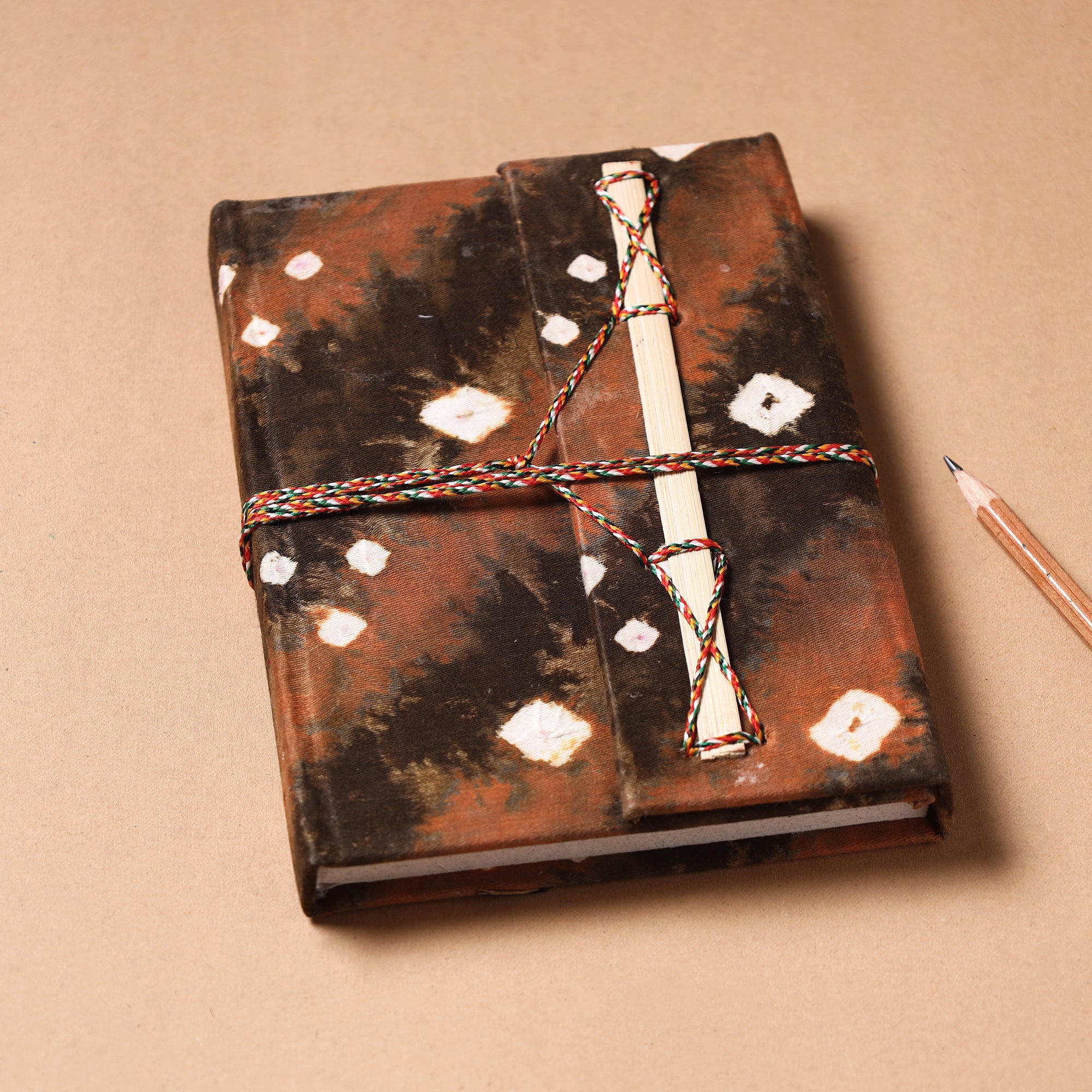 TARAGRAM Brown - Fabric Cover Handmade Paper Notebook with Thread Lock