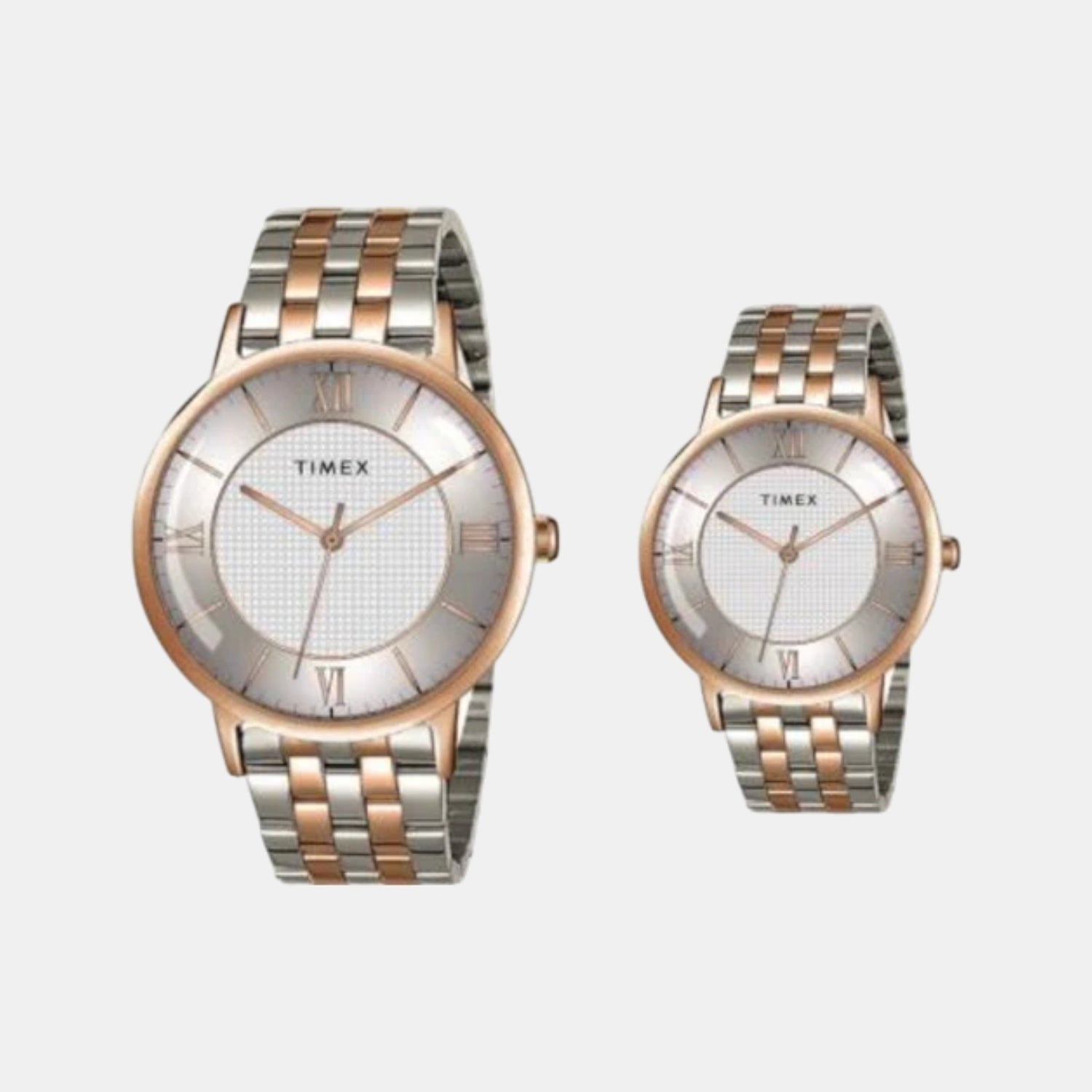 Timex Fashion Couple Quartz Silver Dial Analog Stainless Steel Watch TW00PR334