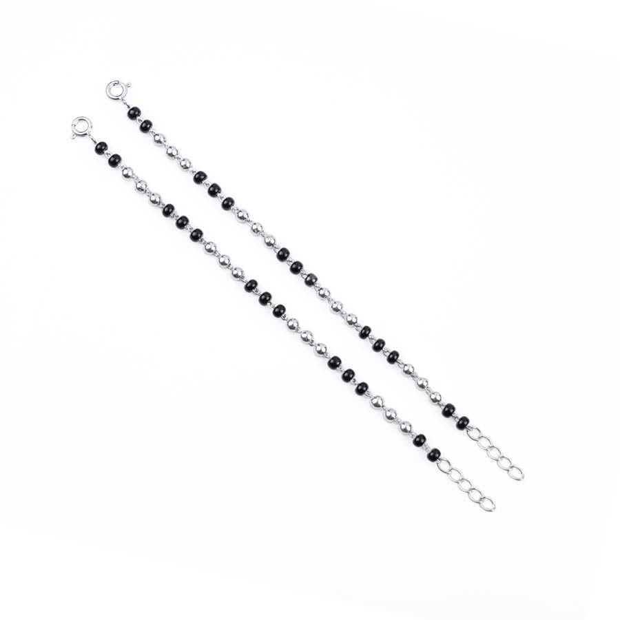 Prinjal Jewellers Real Black and Silver Beads Nazariya for Kids - view 3