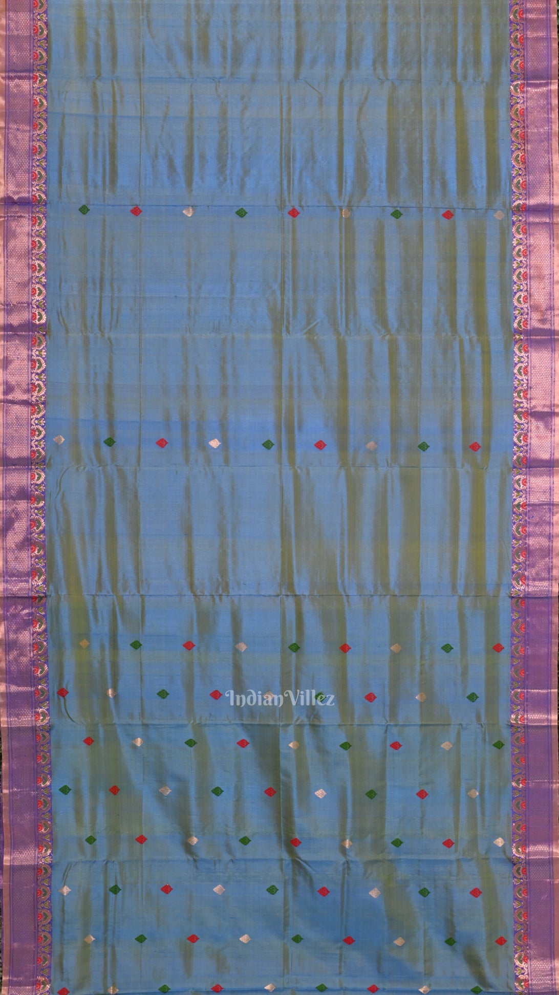 IndianVillèz Sky Blue Handwoven Baluchari Silk Saree - view 3