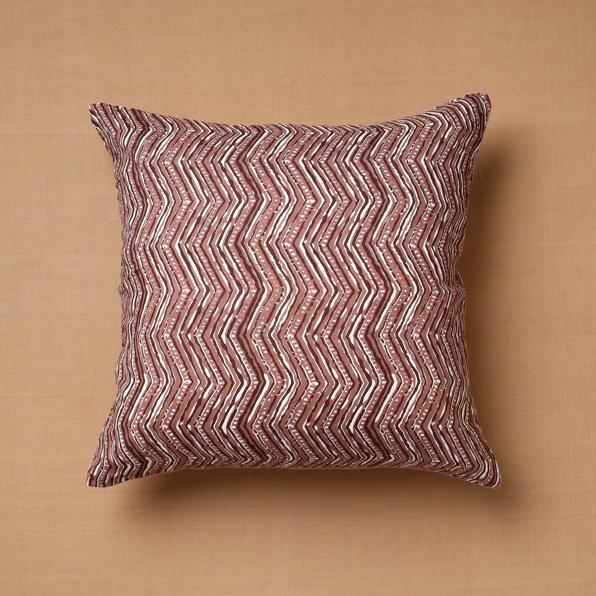 HAVELI CHRONICLES Brown - Block Print Cotton Sanganeri Cushion Cover (16 x 16 in) 34