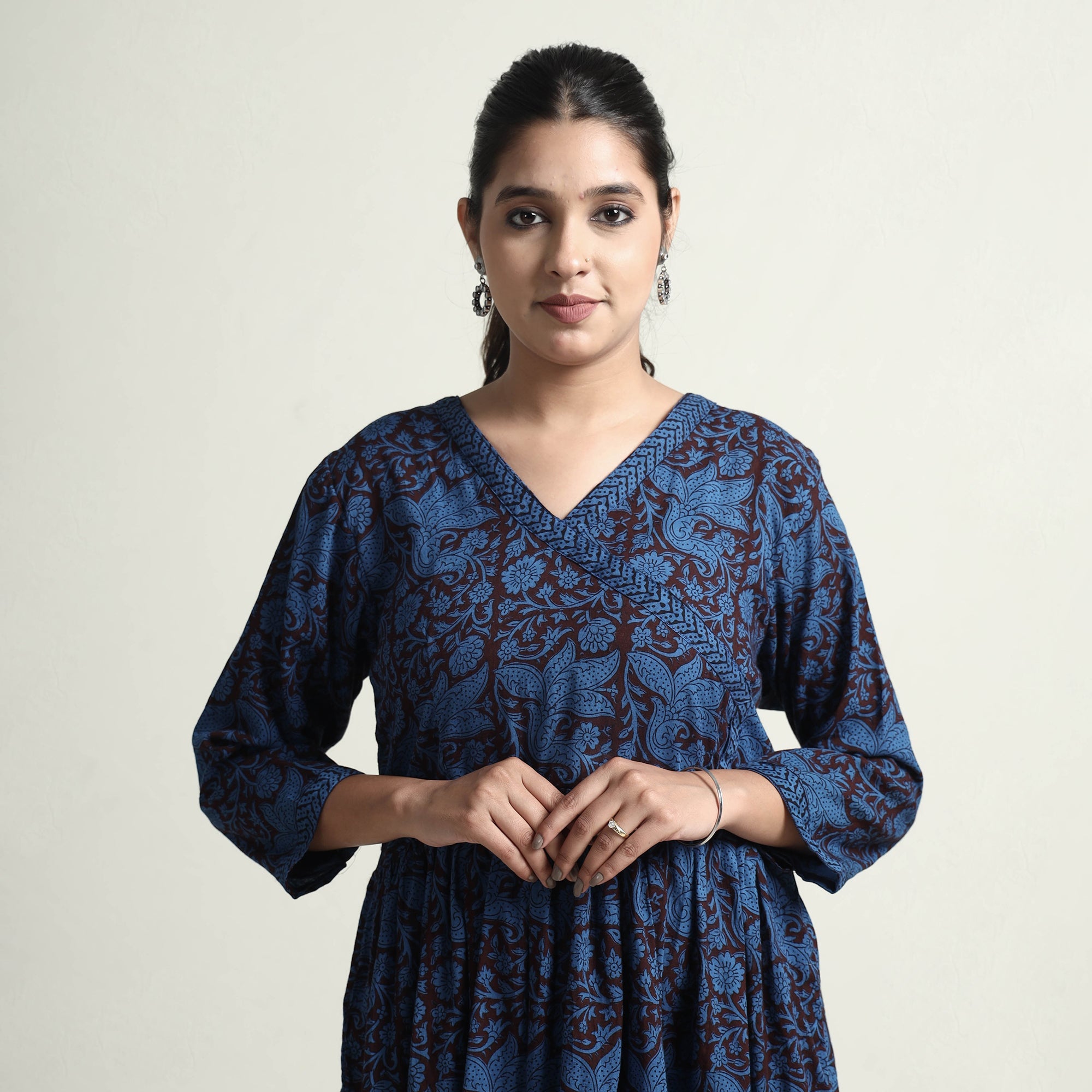 ITOKRI CASUALS Blue - Bagh Block Printed Cotton Dress - view 2