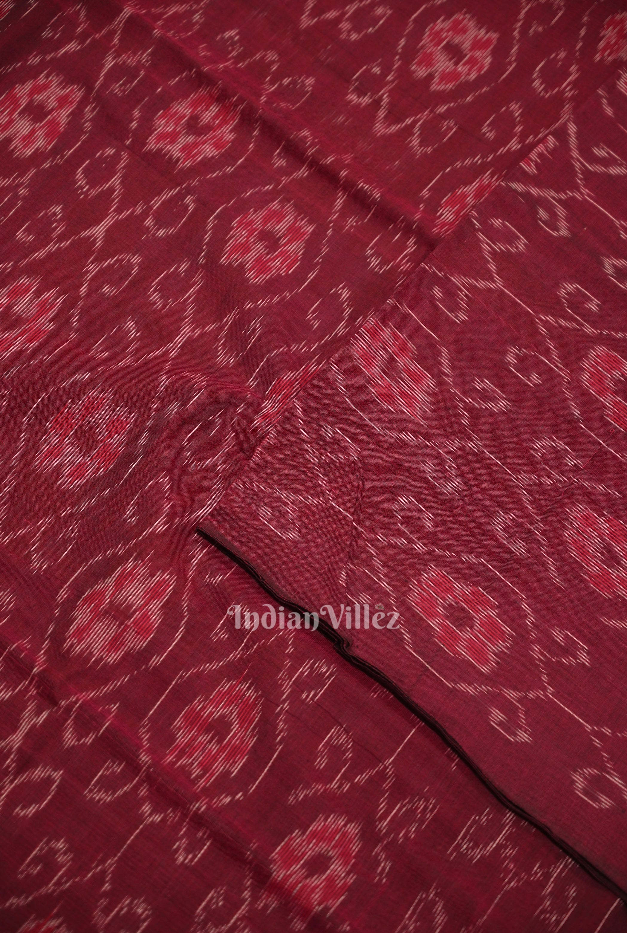 IndianVillèz Purple Floral Theme Sambalpuri Ikat Cotton Fabric - view 2