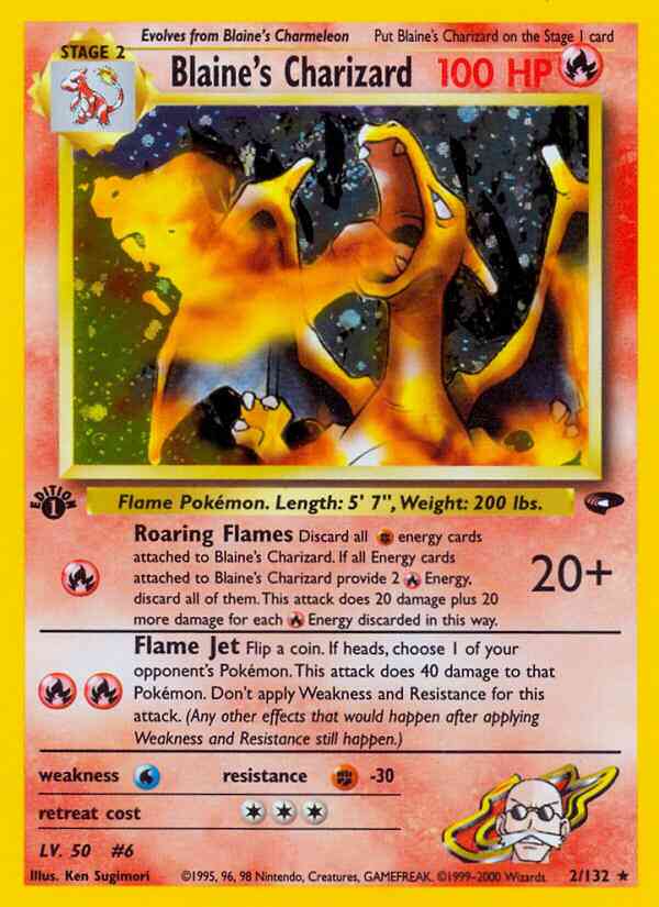 1st edition gym2-2 – Pokémon Blaine's Charizard - 2/132 - Rare - 1st Edition [gym2-2] [Holo]