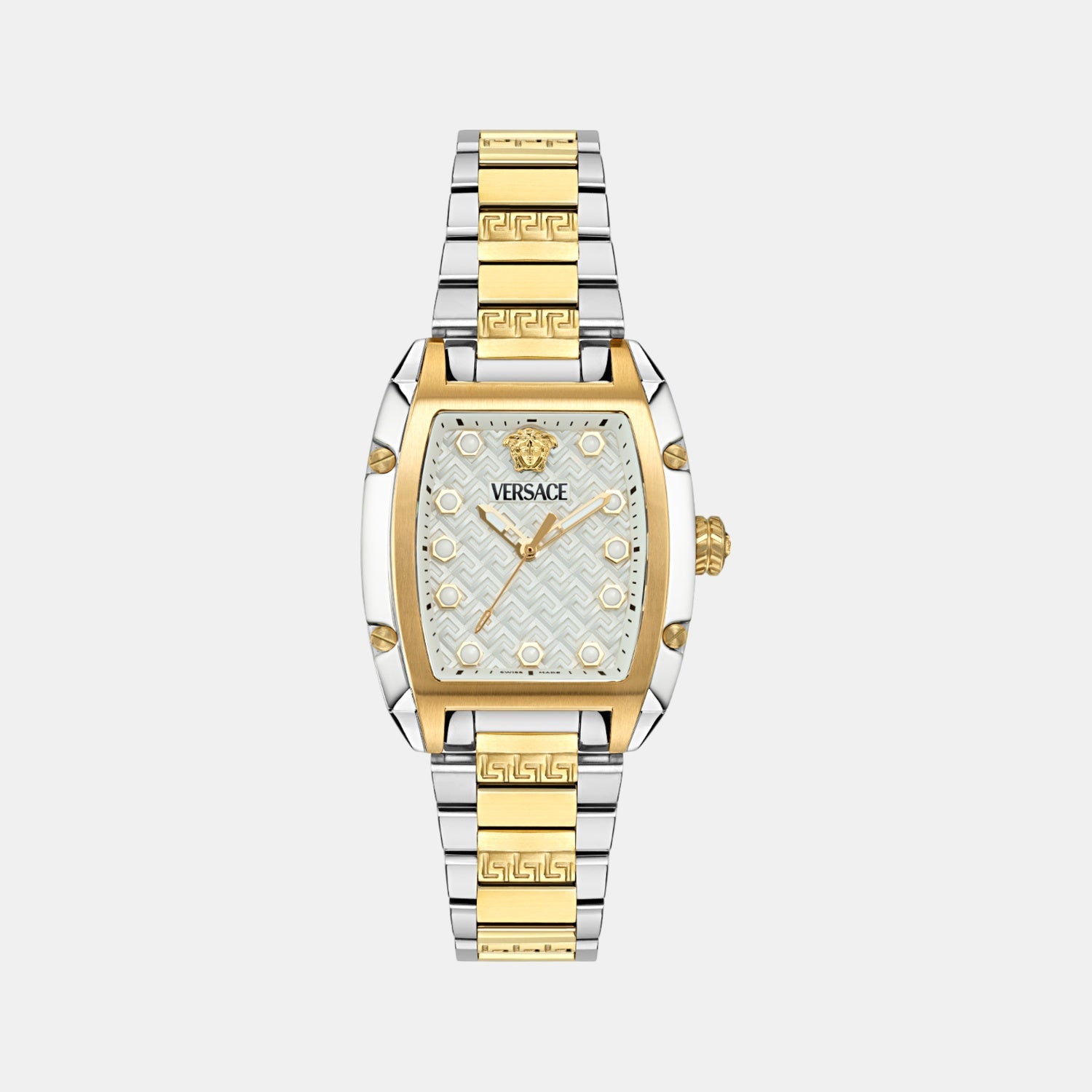 Versace Dominus Women Quartz White Tonneau Dial Analog Stainless Steel Watch VE8K00424