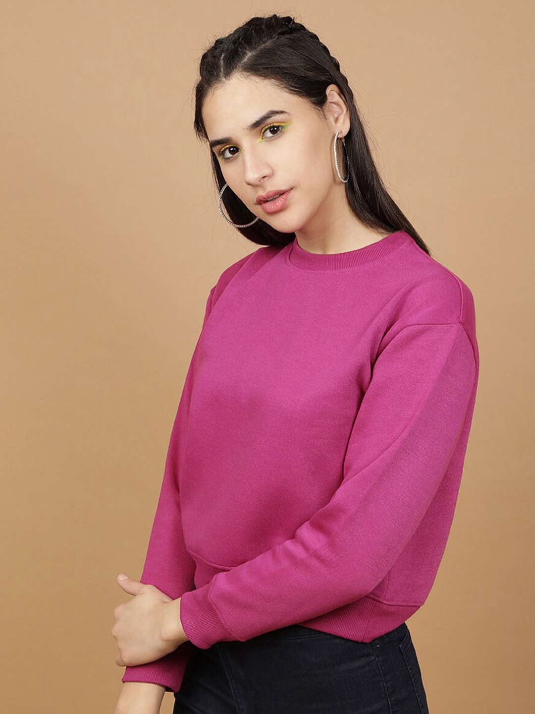 Freehand By The Indian Garage Co Women's Solid Regular Fit Sweatshirt - view 5