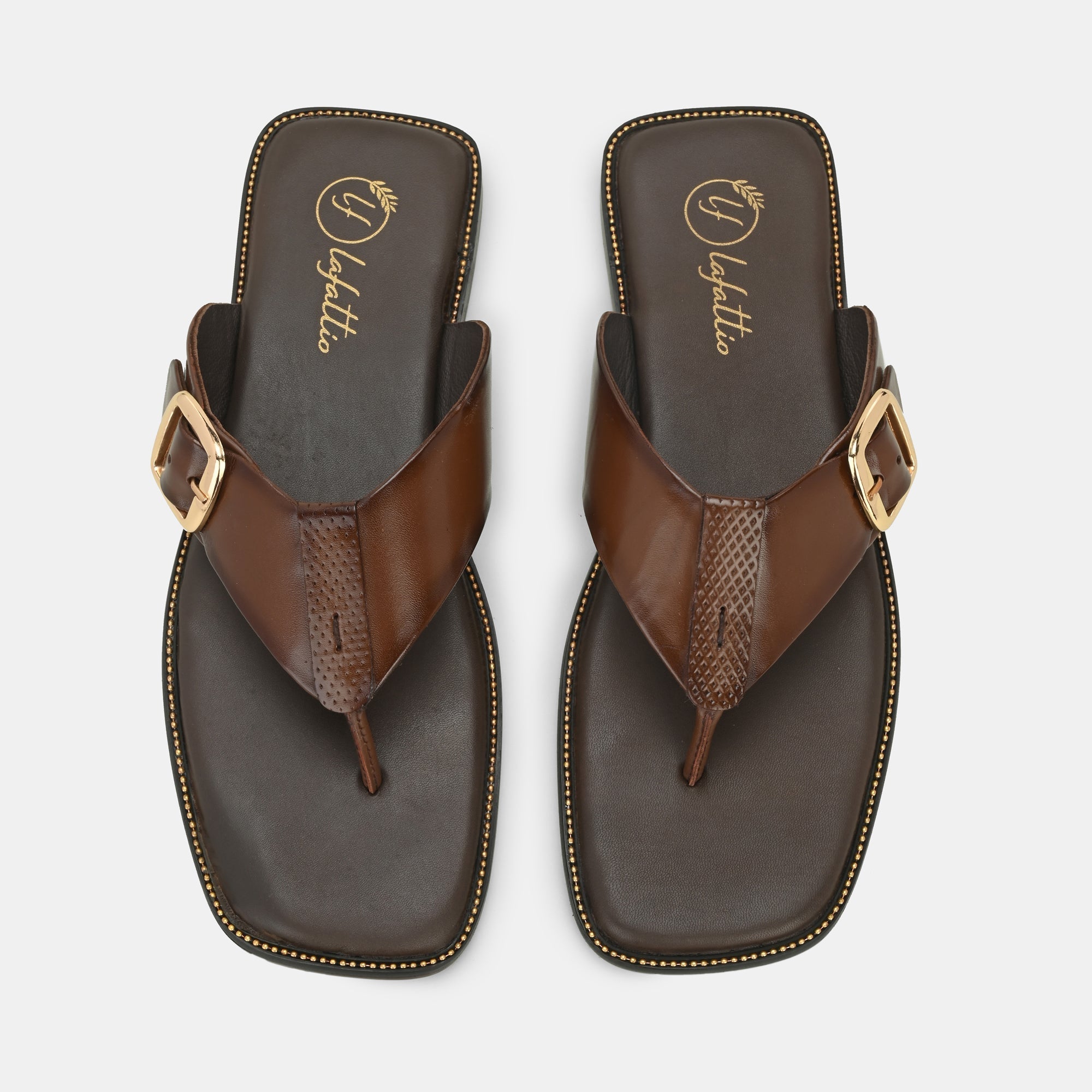 Brown Buckled Slippers By Lafattio - view 2