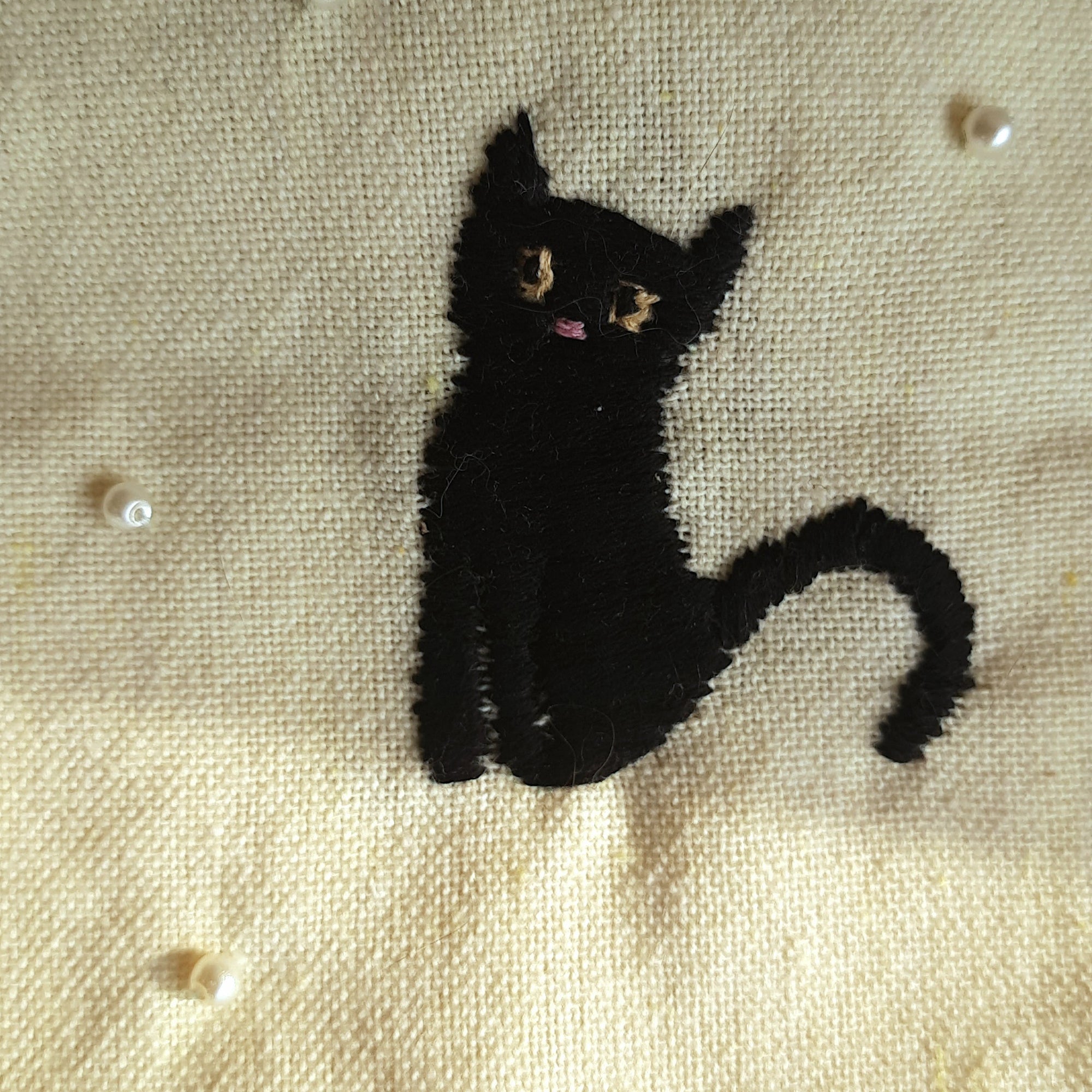 STUDIO VILASITA Black Kitty & Snow Hand Embroidered Utility Pouch - view 2
