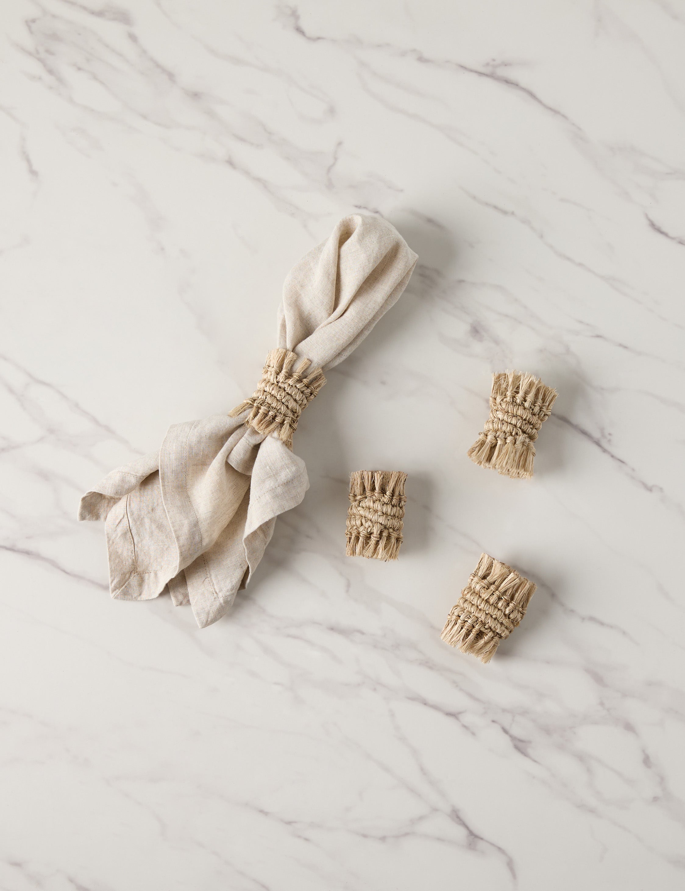 Lulu and Georgia Fique Fringe Napkin Rings (Set of 4) by Tallo de Olivo