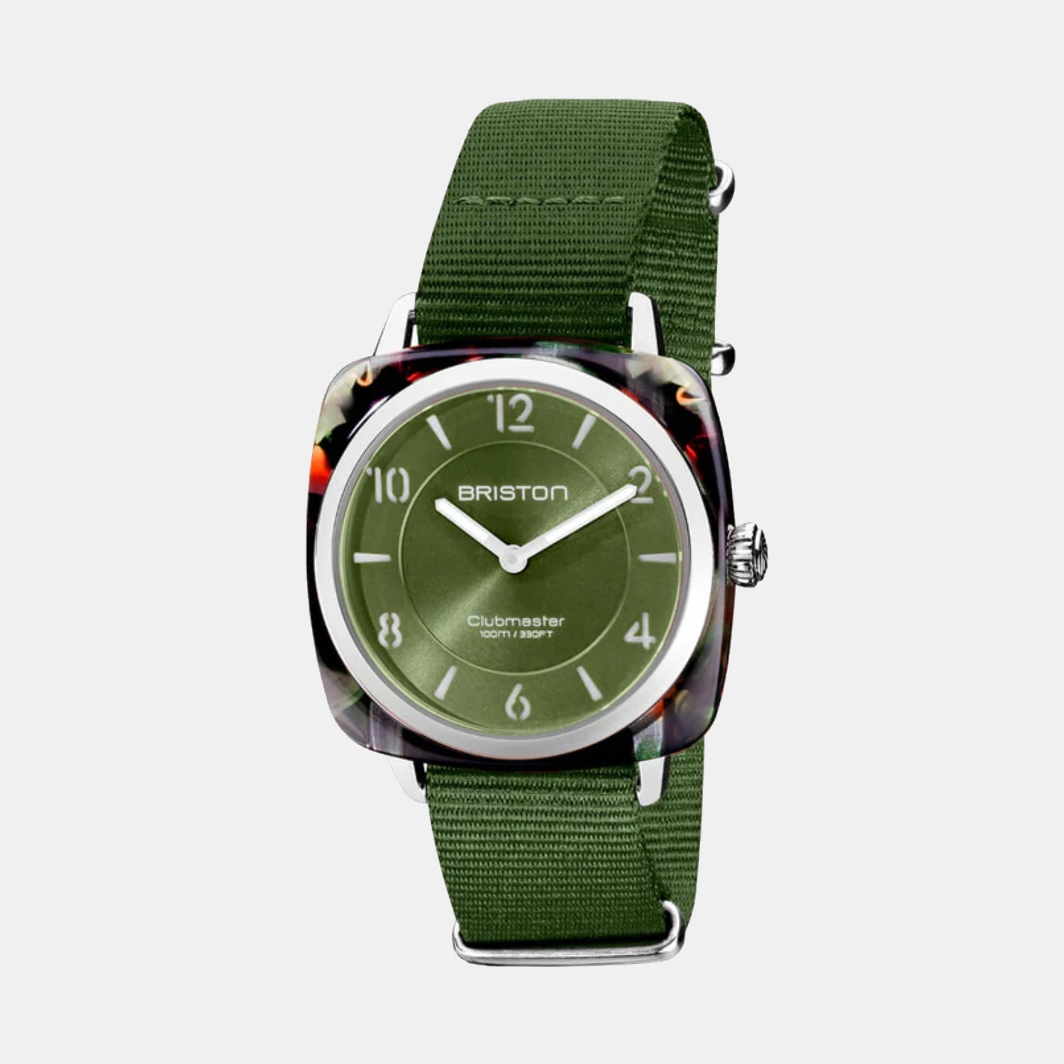 Briston Clubmaster Chic Women Quartz Olive Green Dial Analog Nato Watch 21536.SA.UG.26.NOL