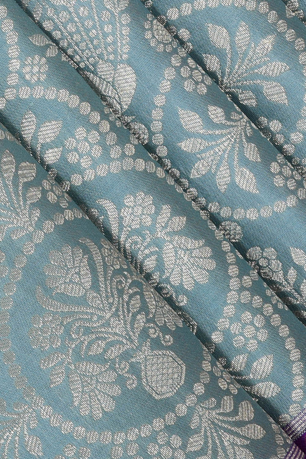 Kalanjali Kanchipattu Bluish Grey Brocade Saree - view 2