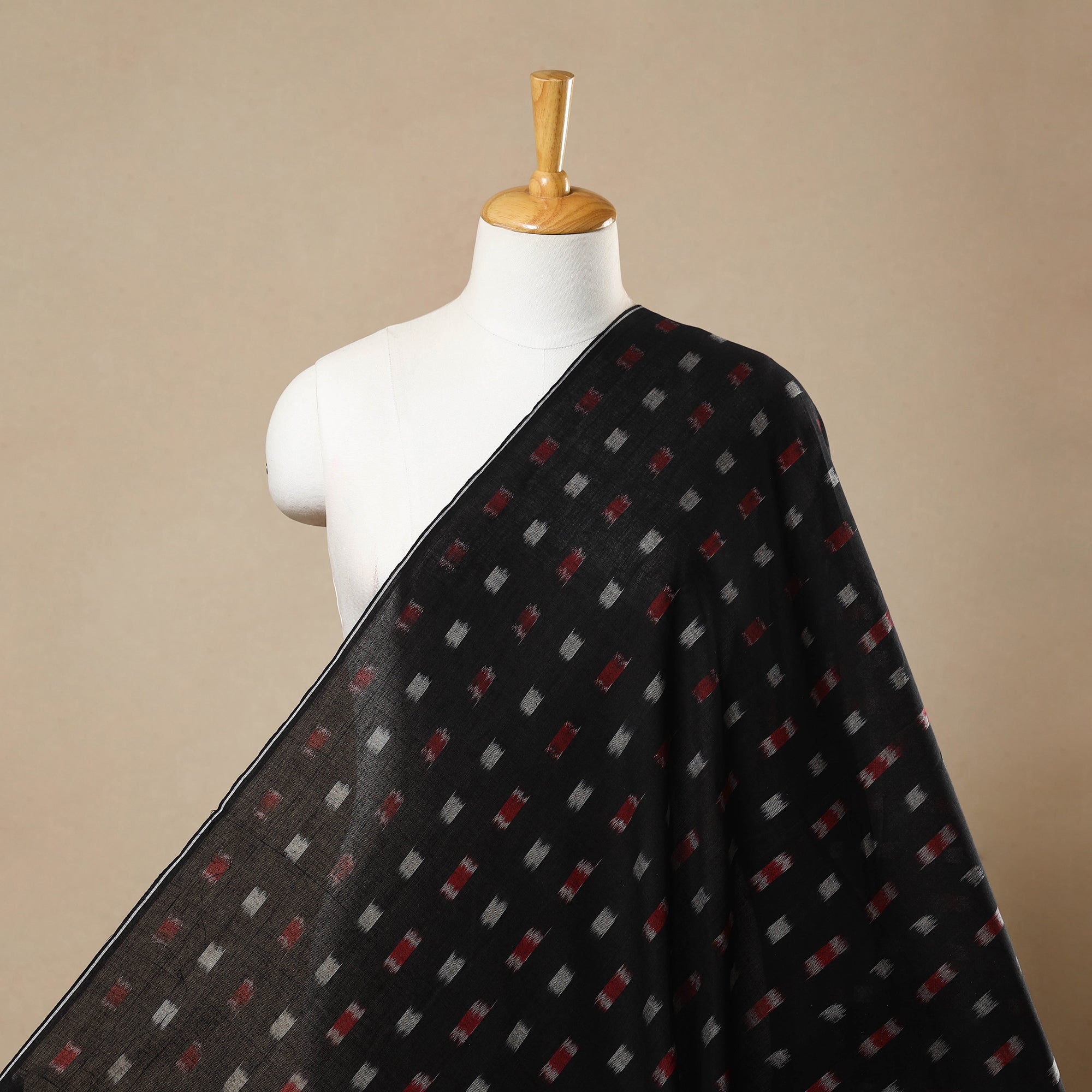 ASHOKA ASSEMBLE - CELEBRATING CRAFTS OF ODISHA Black - Handloom Cotton Sambalpuri Ikat Fabric 01