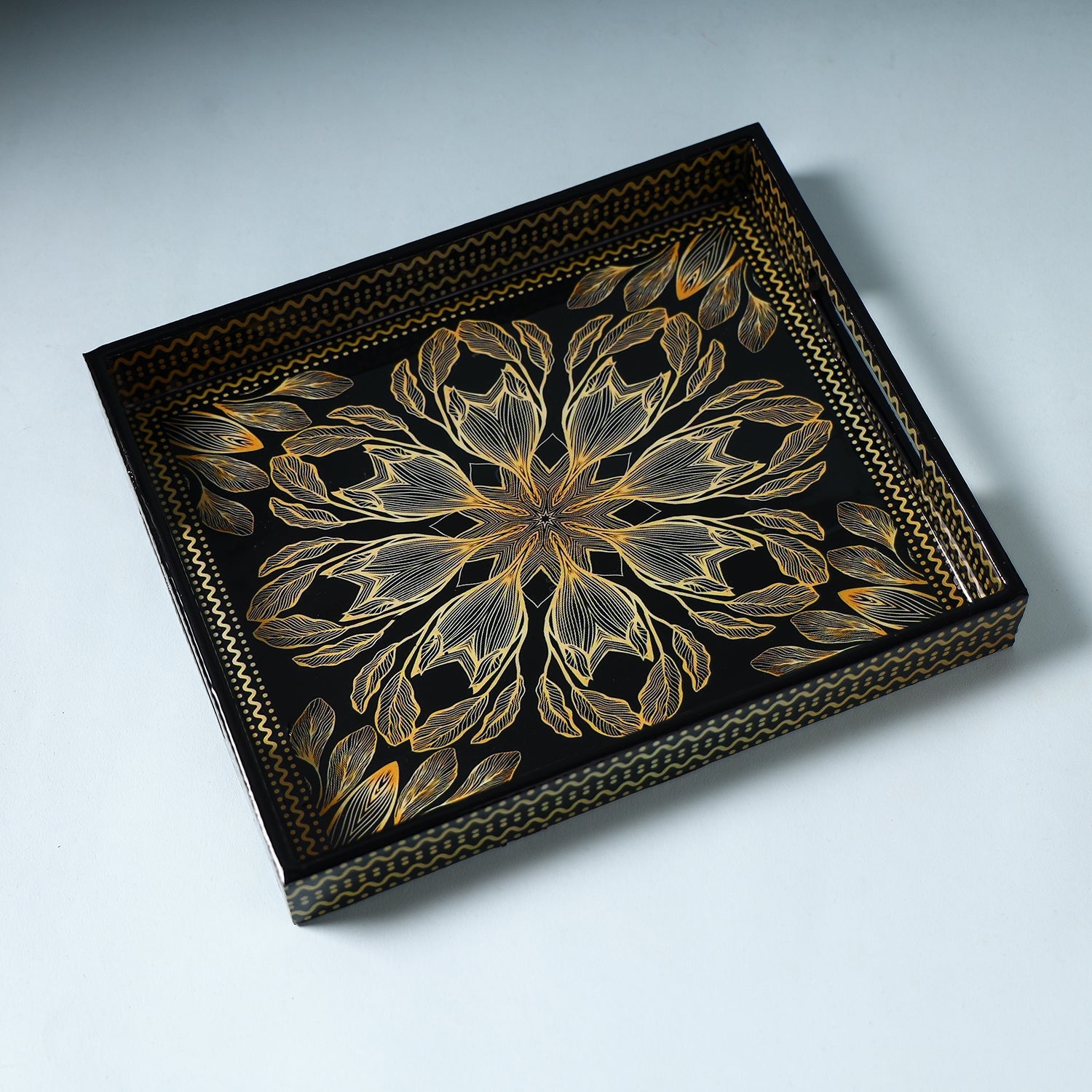 ITOKRI CRAFTS INITIATIVE Black - Handcrafted Wooden Epoxy Resin Tray (11 x 9 in) - view 2
