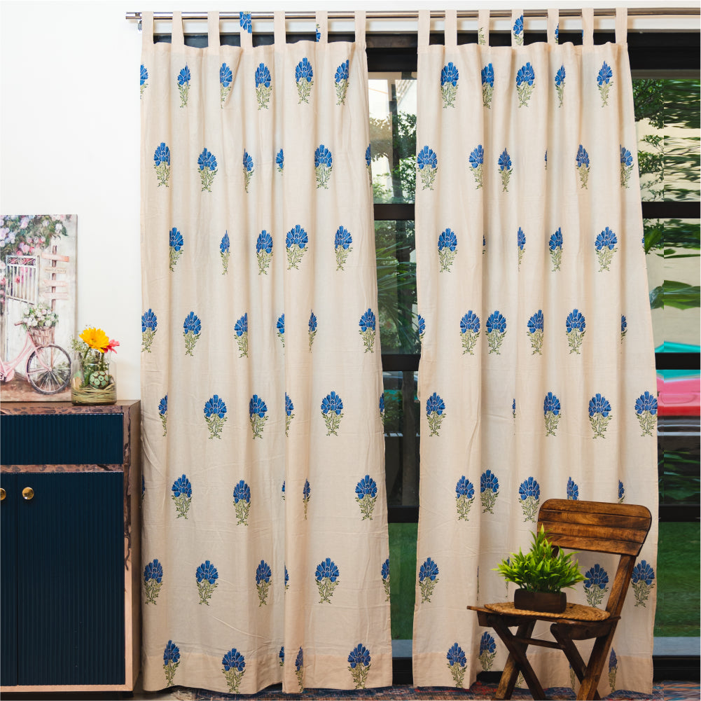 100 cotton room – Urban Space -Home Furnishing Store 100% Cotton Room Darkening Curtains, Pack of 2 - Marigold Blue
