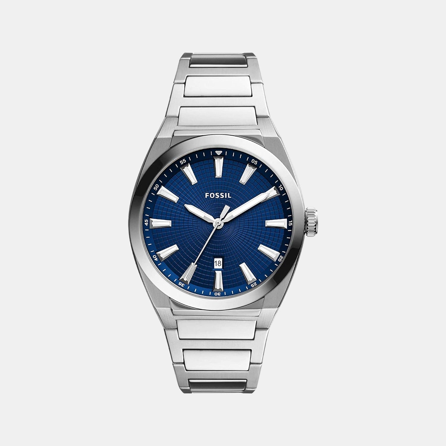 Fossil Everett Men Quartz Blue Dial Analog Stainless Steel Watch FS5822