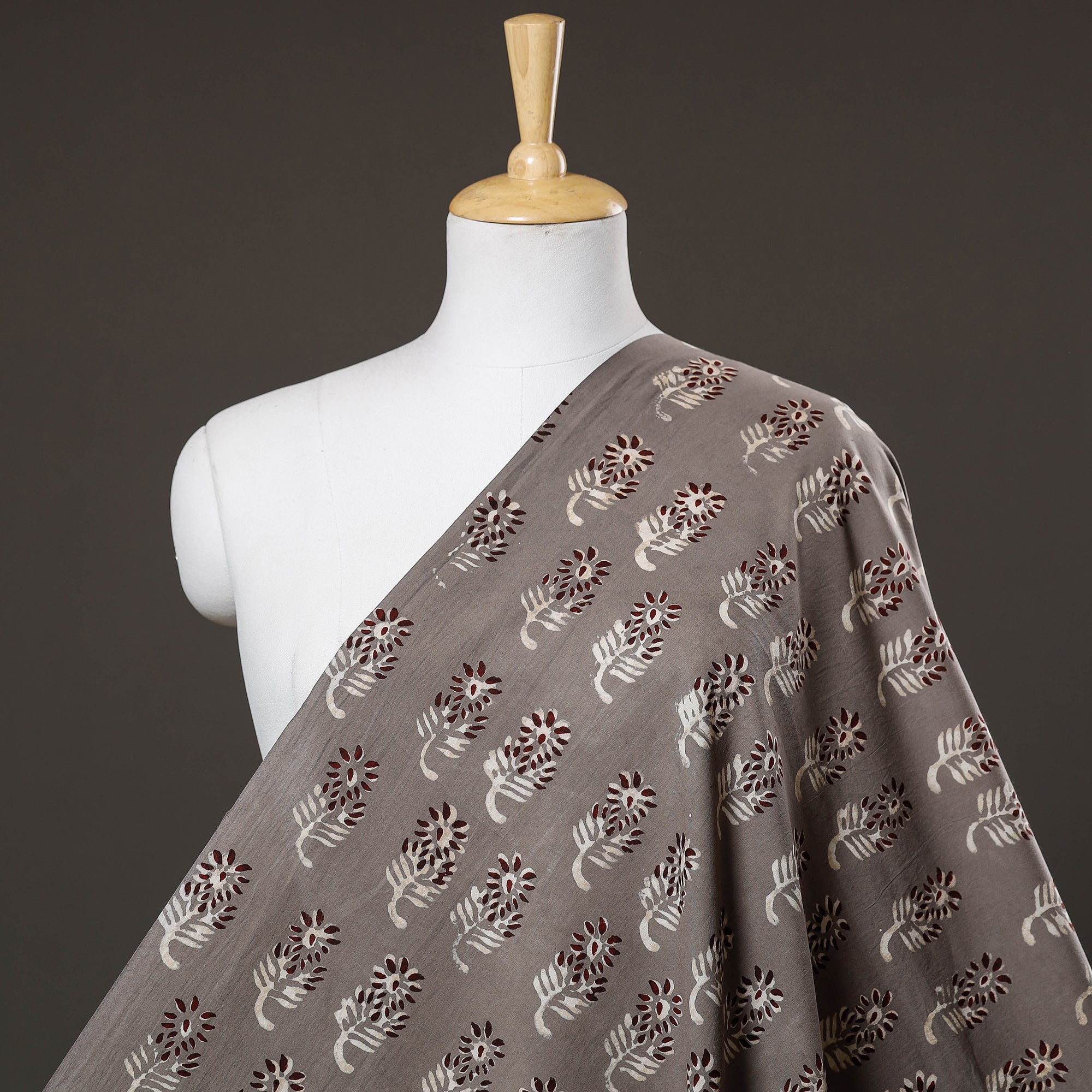 ITOKRI CRAFTS INITIATIVE Grey - Nandana Hand Block Printed Cotton Fabric