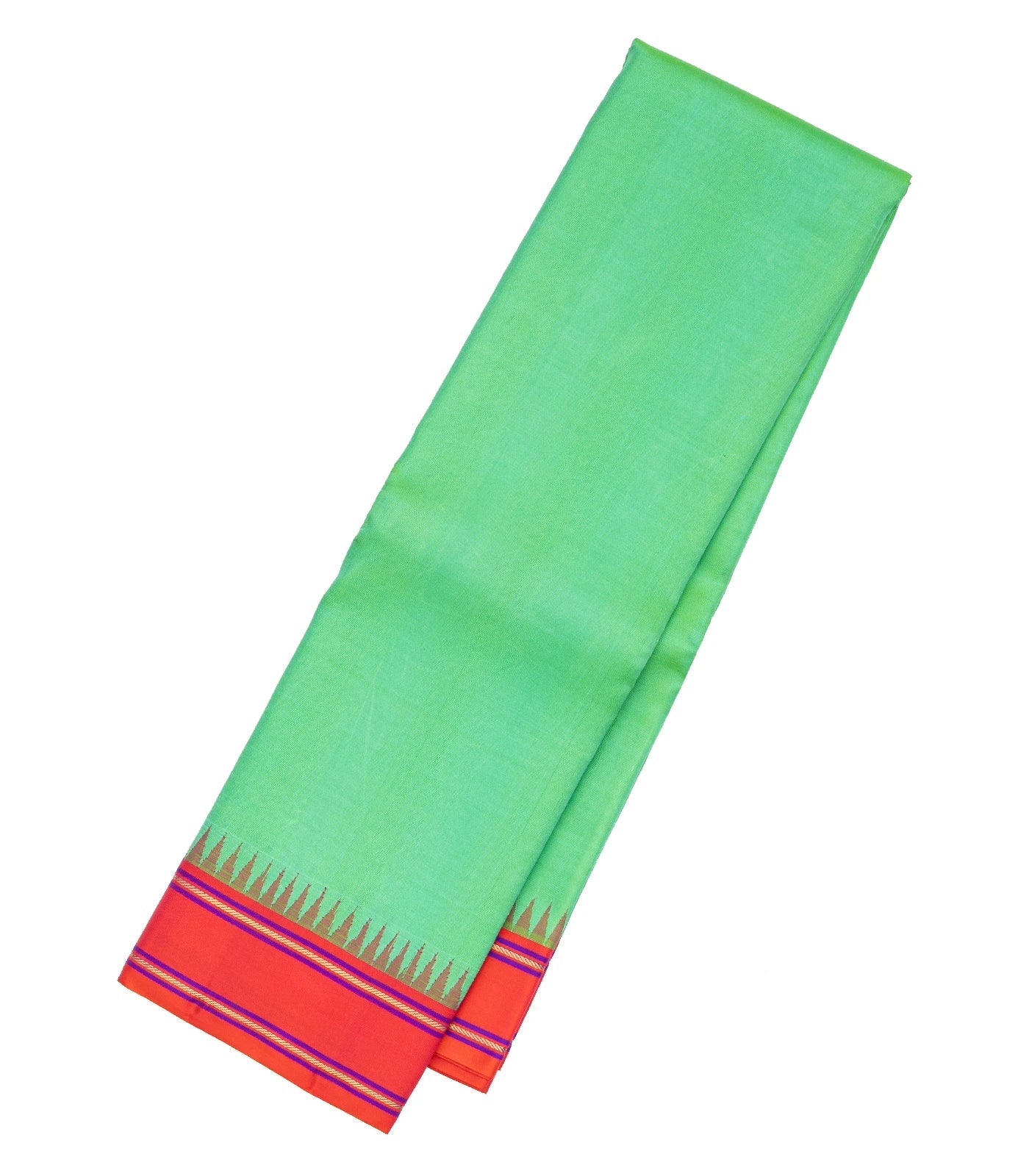 RmKV Aquamarine Handloom Kanchipuram Korvai Silk Saree With Contrast Border