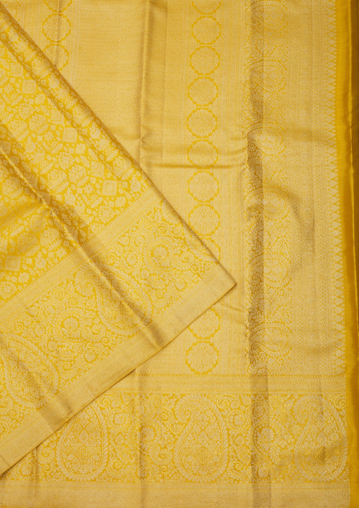 Koskii Lemon Yellow Zariwork Pure Silk Saree – Women's - view 3
