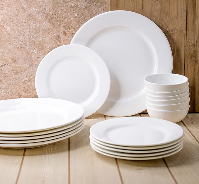 Clay Craft Ceramic Dinner Set Georgian White - 18 Pieces (Dinner Set 18 Pieces)