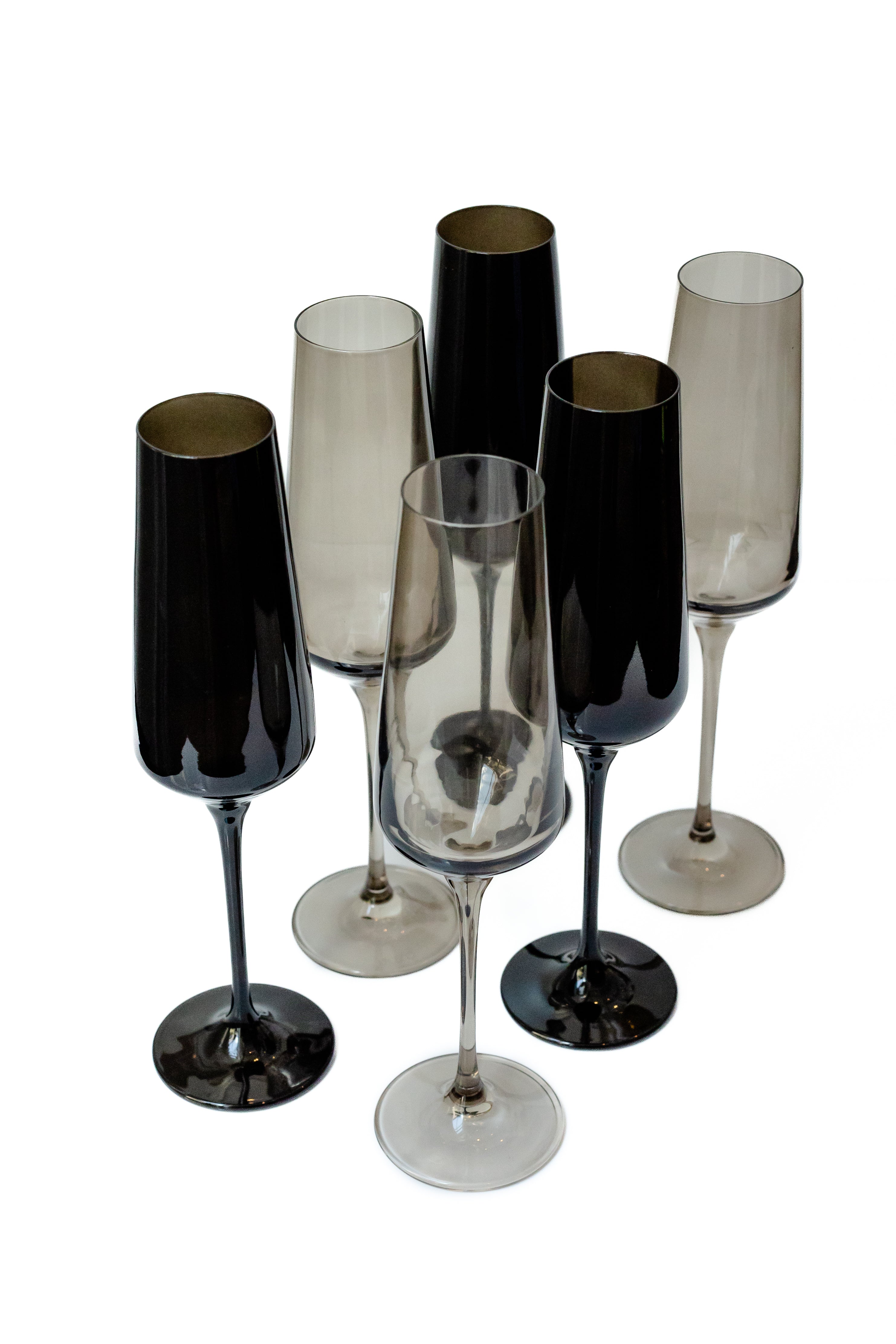 Estelle Colored Glass Estelle Colored Champagne Flute - Set of 6 {Smoke Mixed Set} - view 2