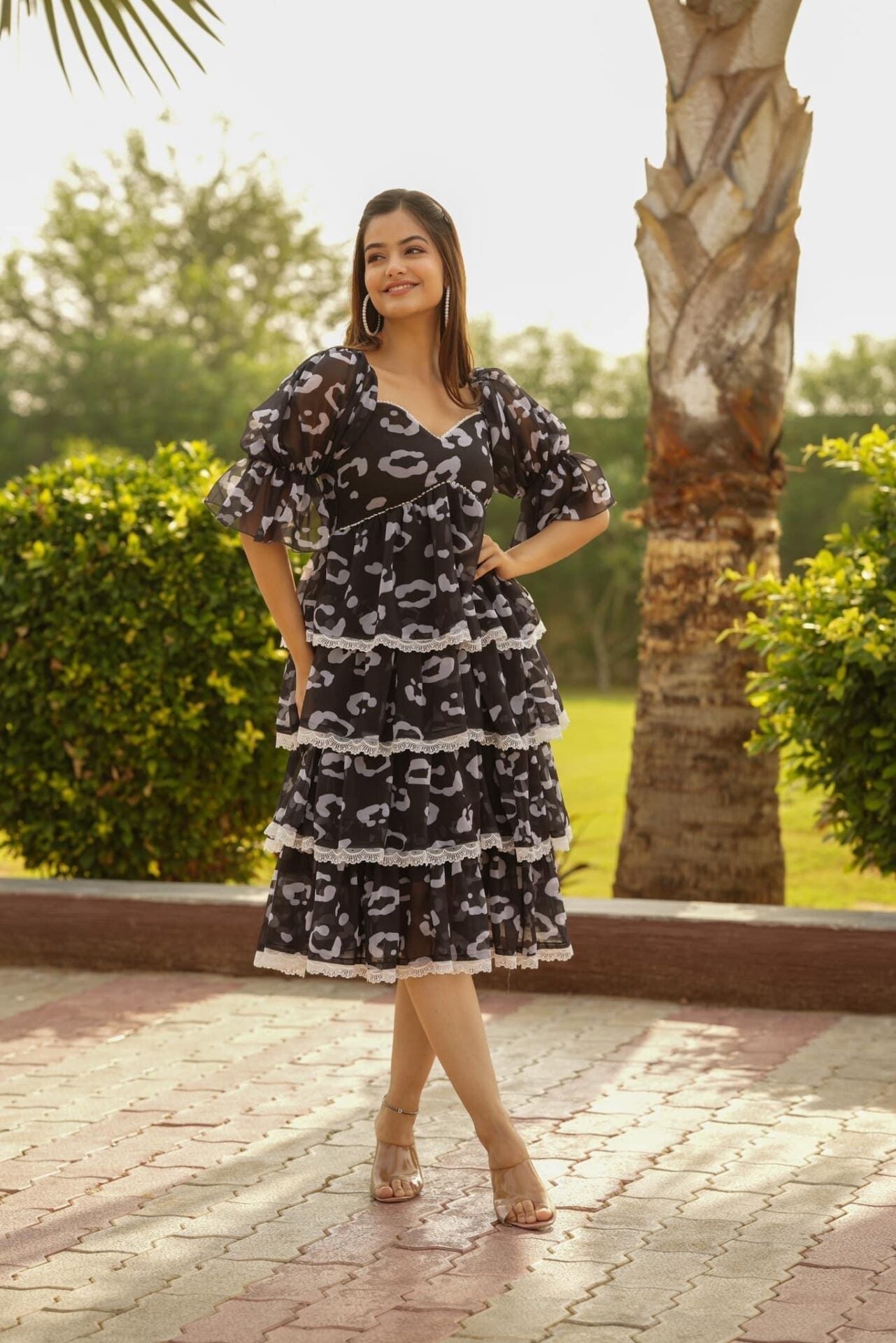 Idaho-o Sage Grey Georgette Dress - view 2