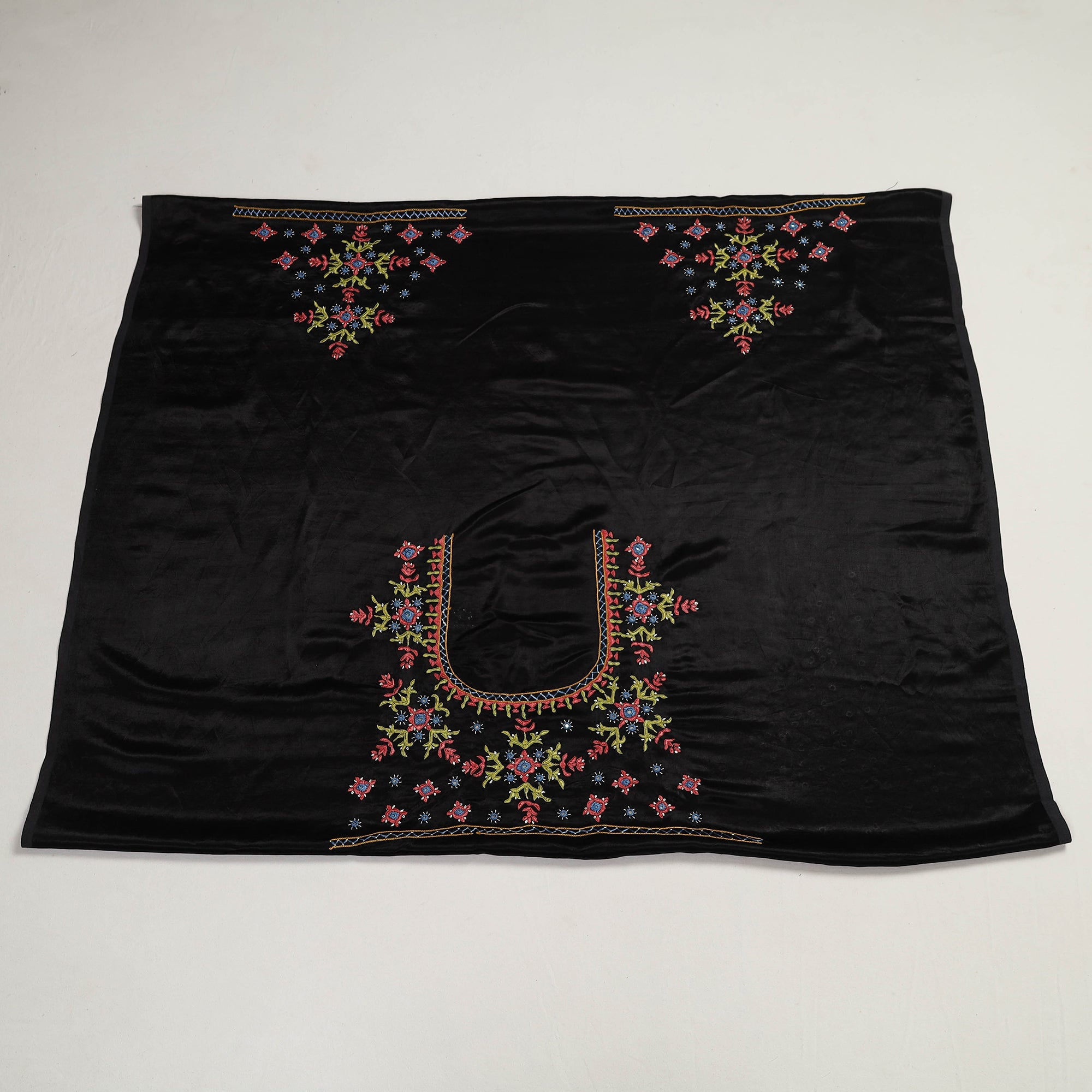 NOORI BAZAR Black - Kutch Hand Embroidery Mashru Silk Blouse Piece 61 - view 2