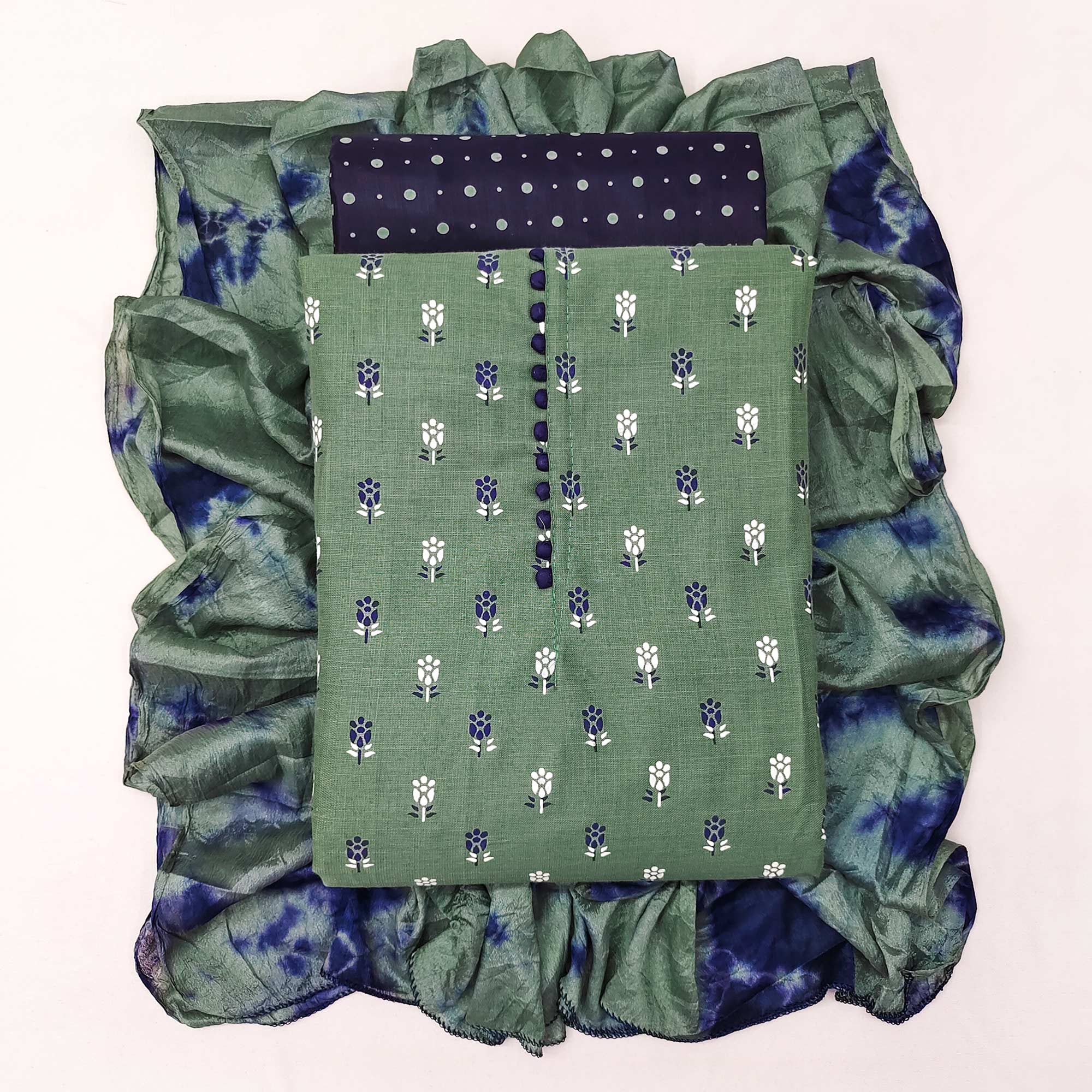 Green dresses – BlackTree green-floral-printed-poly-cotton-dress-material-1