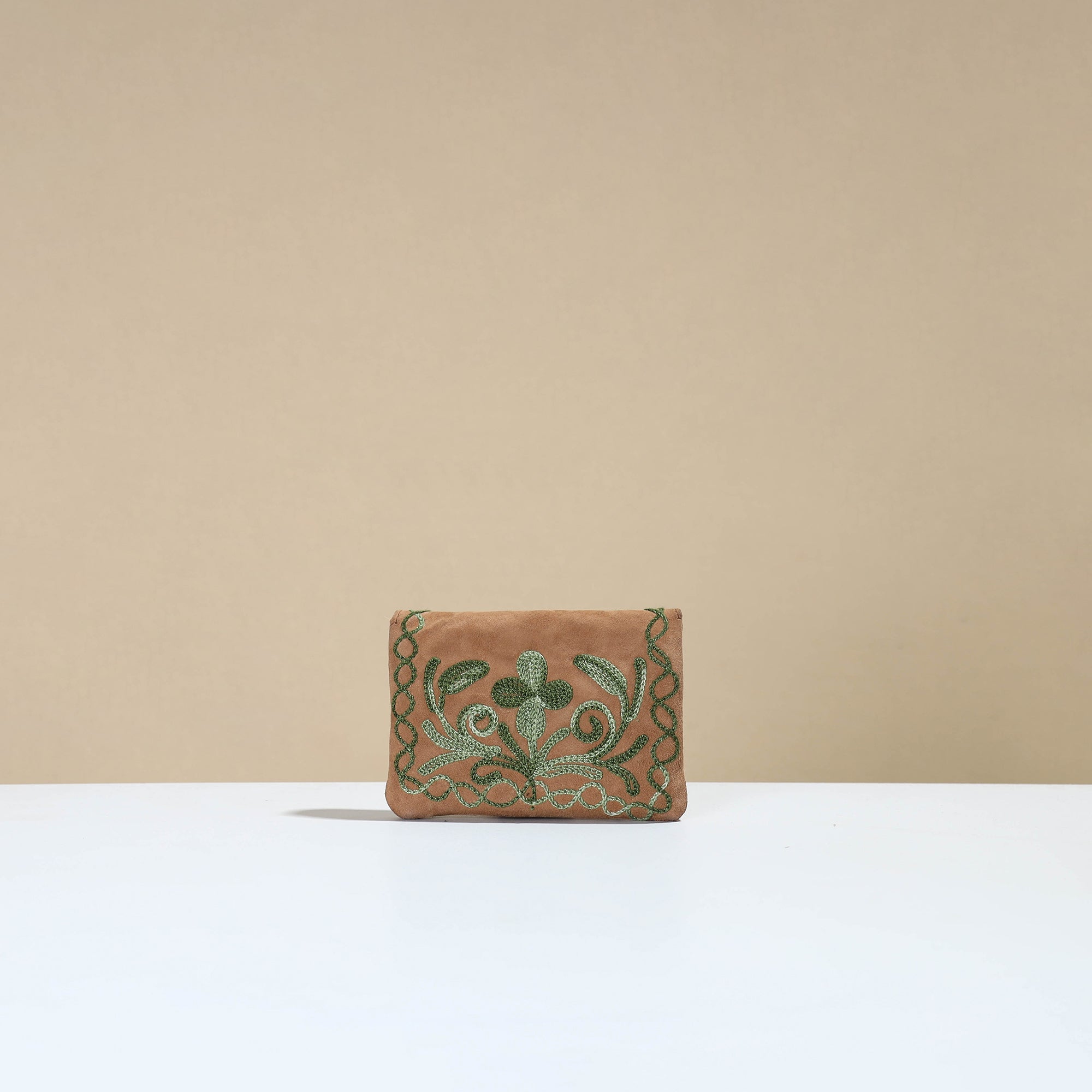 ITOKRI CRAFTS INITIATIVE Brown - Kashmiri Crewel Hand Embroidery Velvet Coin Purse 07 - view 3
