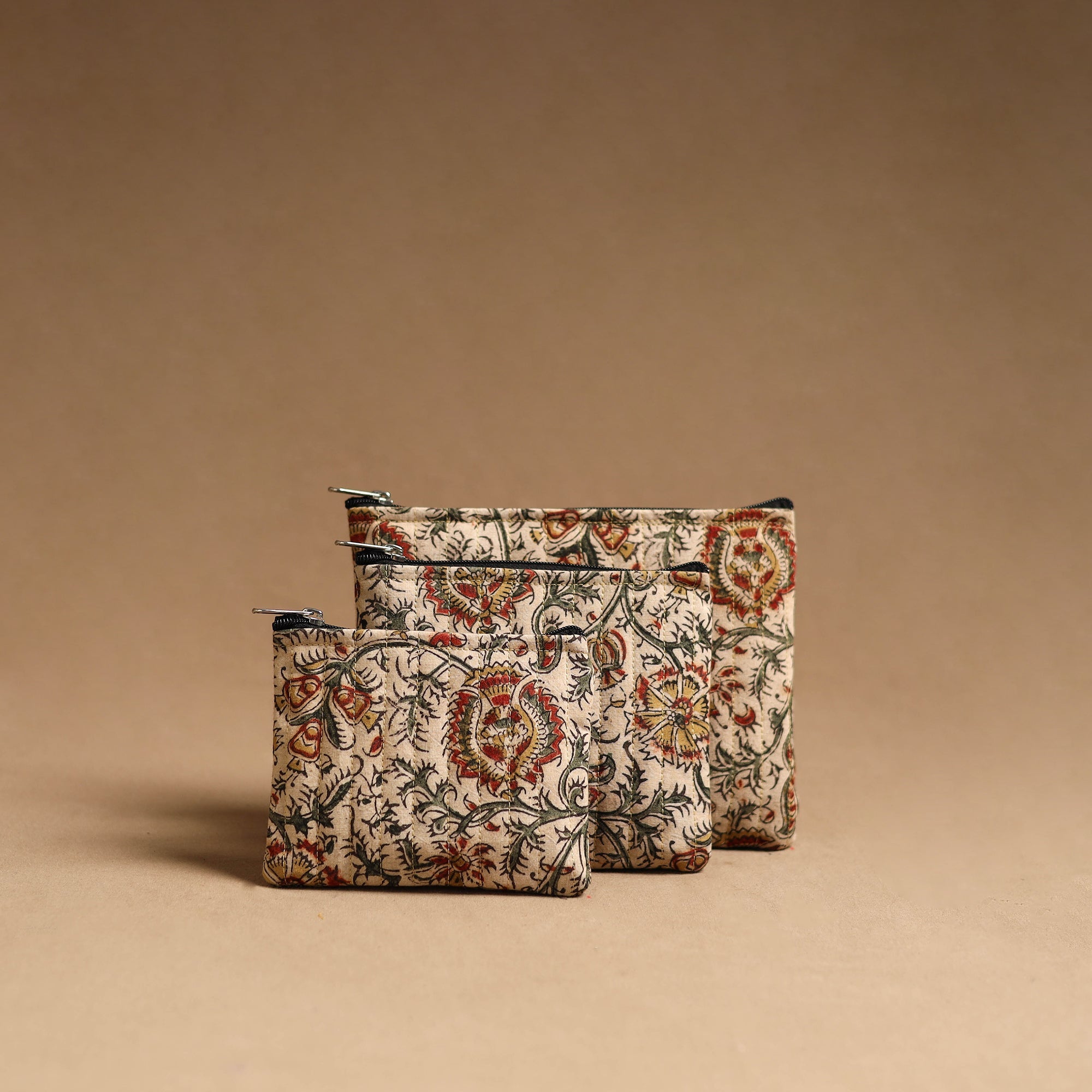 NOORI BAZAR Beige - Handmade Cotton Multipurpose Utility Pouches (set of 3) 18
