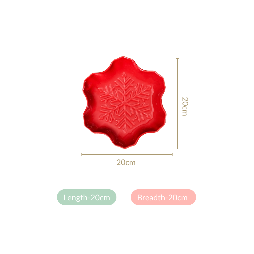 Nestasia Set Of 3 Snowflake Ceramic Snack Plates - view 4