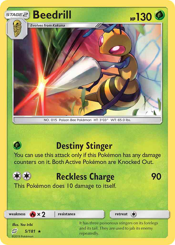 Rare sm9-5 non-holo – Pokémon Beedrill - 5/181 - Rare [sm9-5] [Non-Holo]