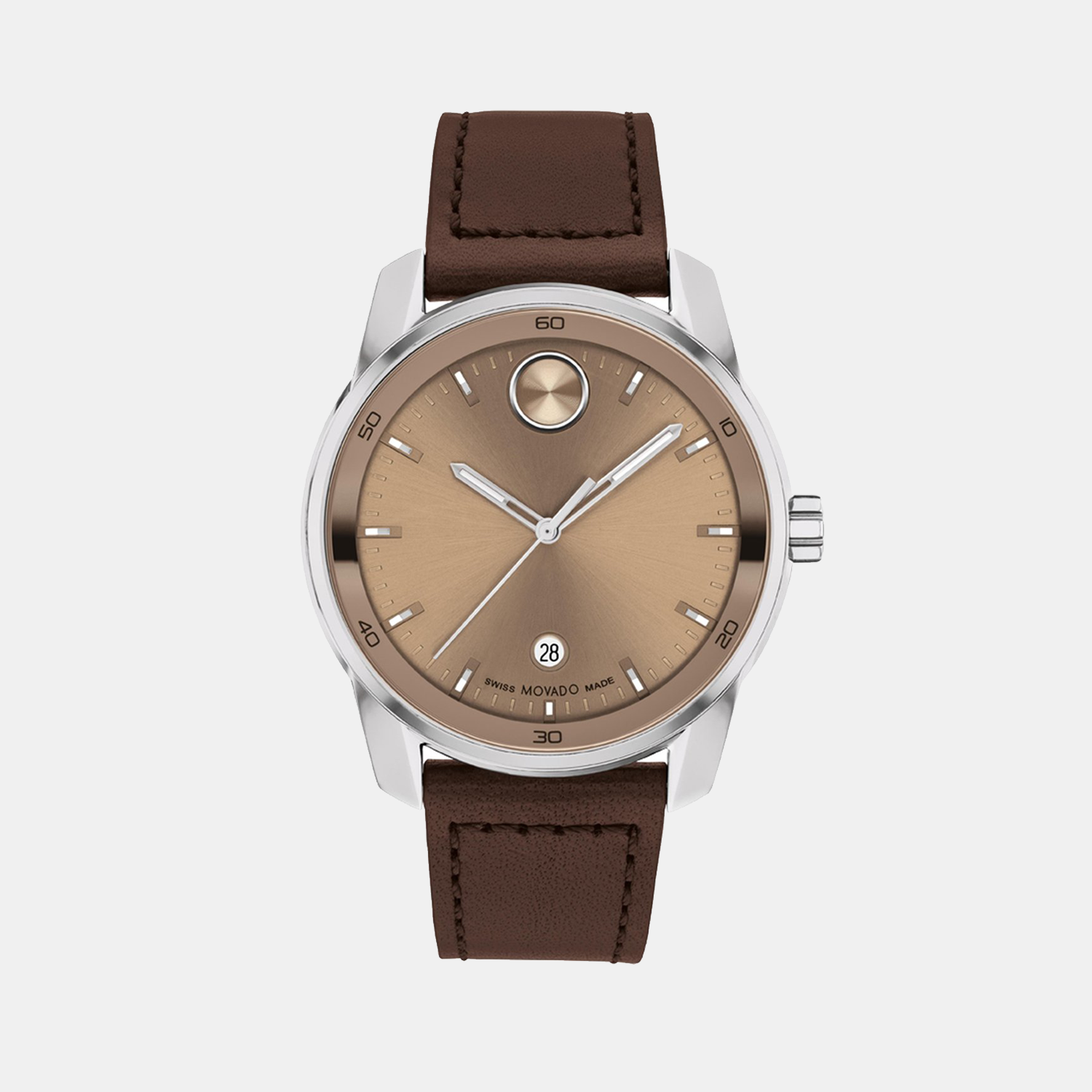 Movado Bold Men Quartz Brown Dial Analog Leather Watch 3601206