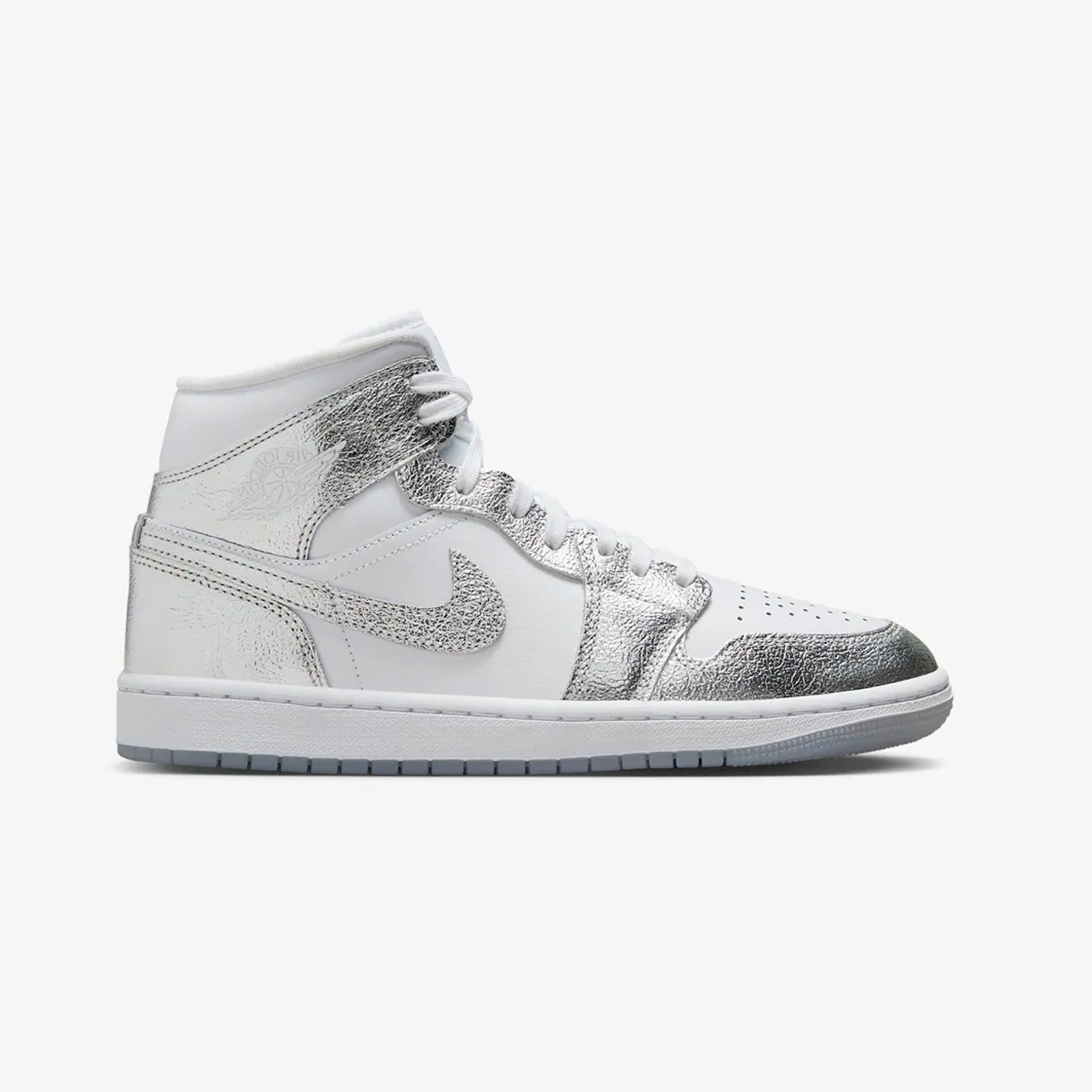 Jordan | AIR JORDAN 1 MID SE { WHITE/METALLIC SILVER-WOLF GREY