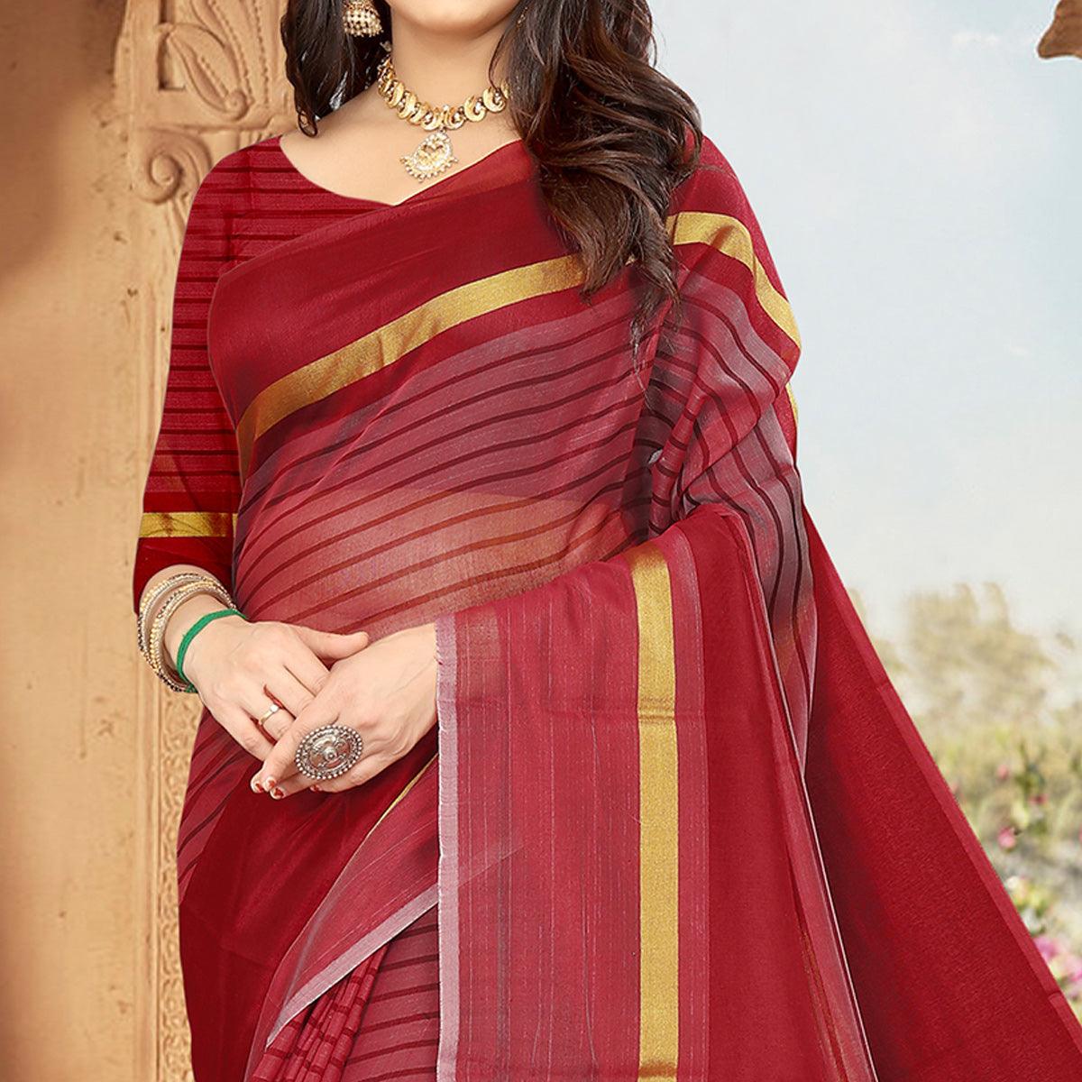 Peachmode Maroon Casual Wear Printed Art Silk Saree - view 2