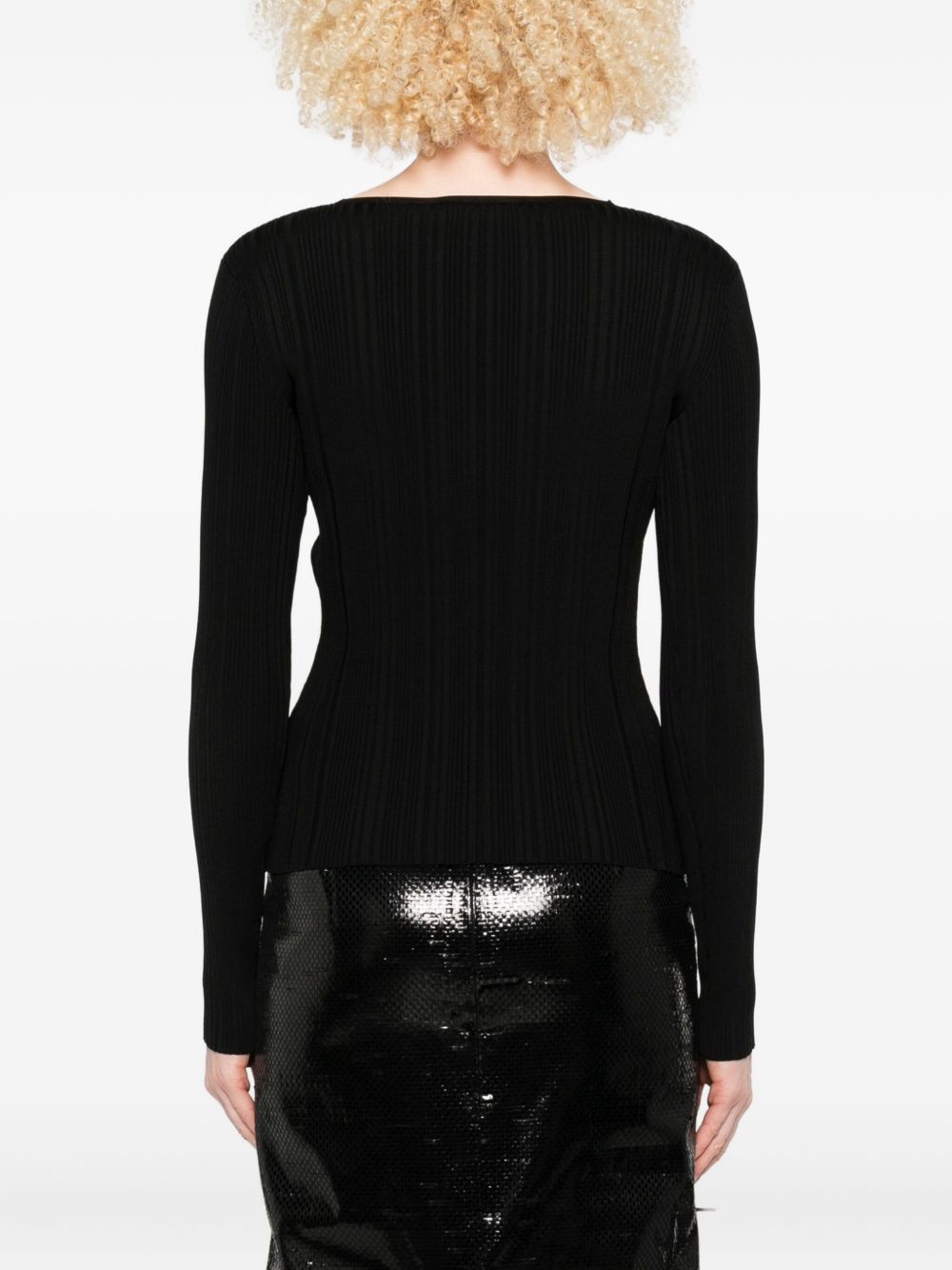Self-Portrait Lace-trimmed ribbed top - view 4