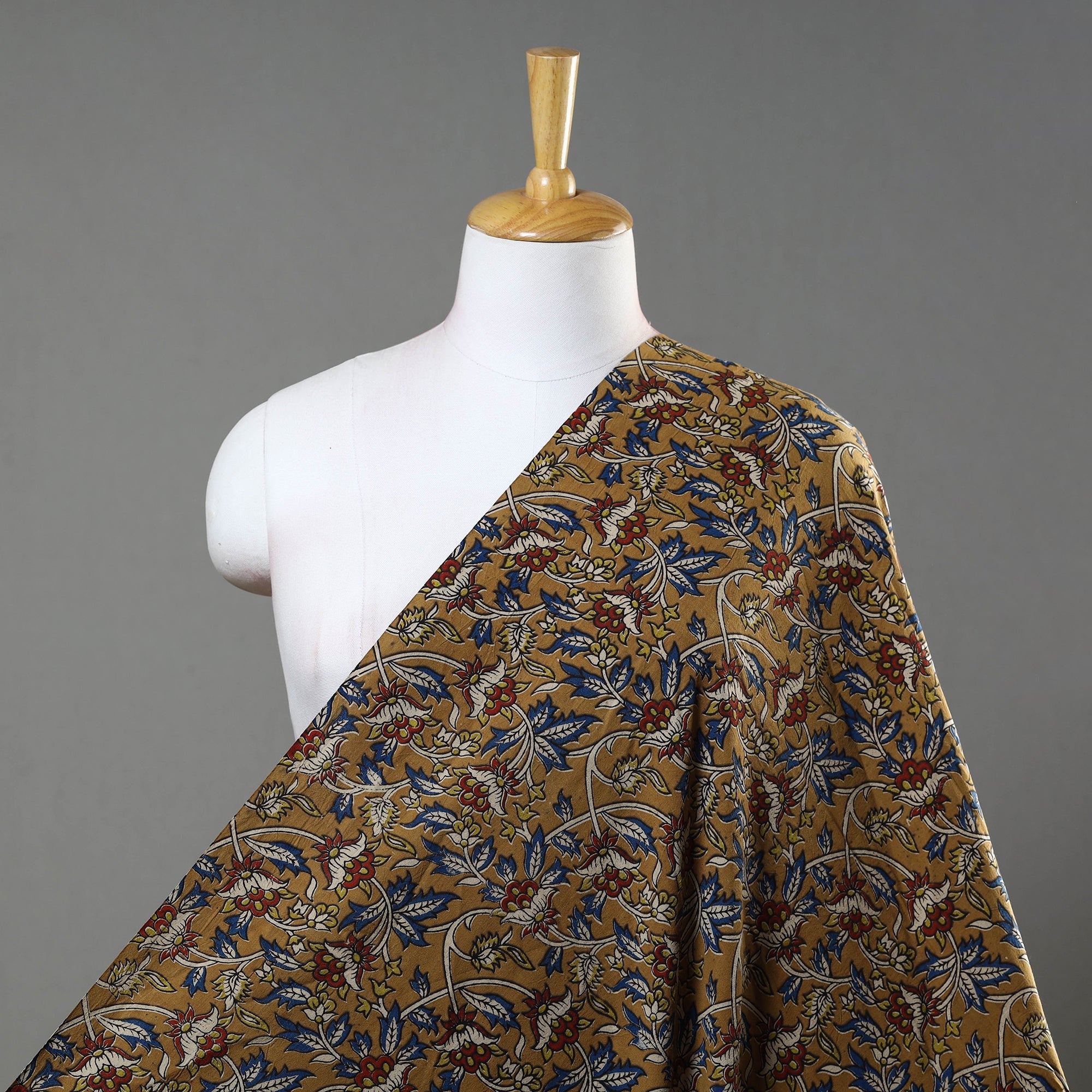 SOUTH KARGHA Brown - Natural Dyed Block Print Kalamkari Cotton Fabric 04