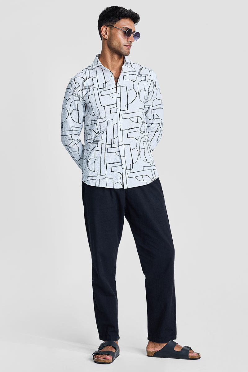 SNITCH White Textured Abstract Shirt - view 3