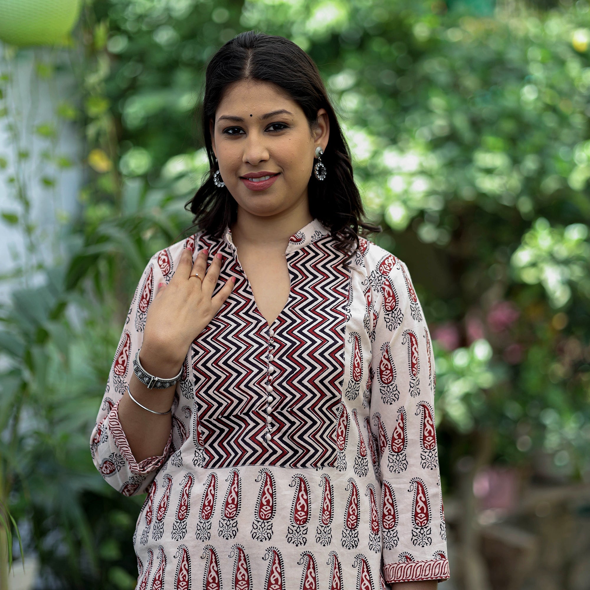 ITOKRI CASUALS Beige - Block Print Cotton Straight Bagh Kurta