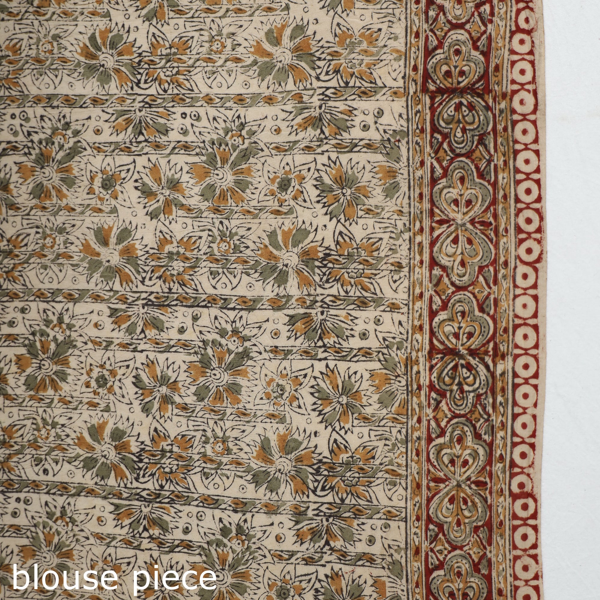 VENKATA BHANU KALAMKARI PEDANA Beige - Pedana Block Print Cotton Kalamkari Saree - view 7