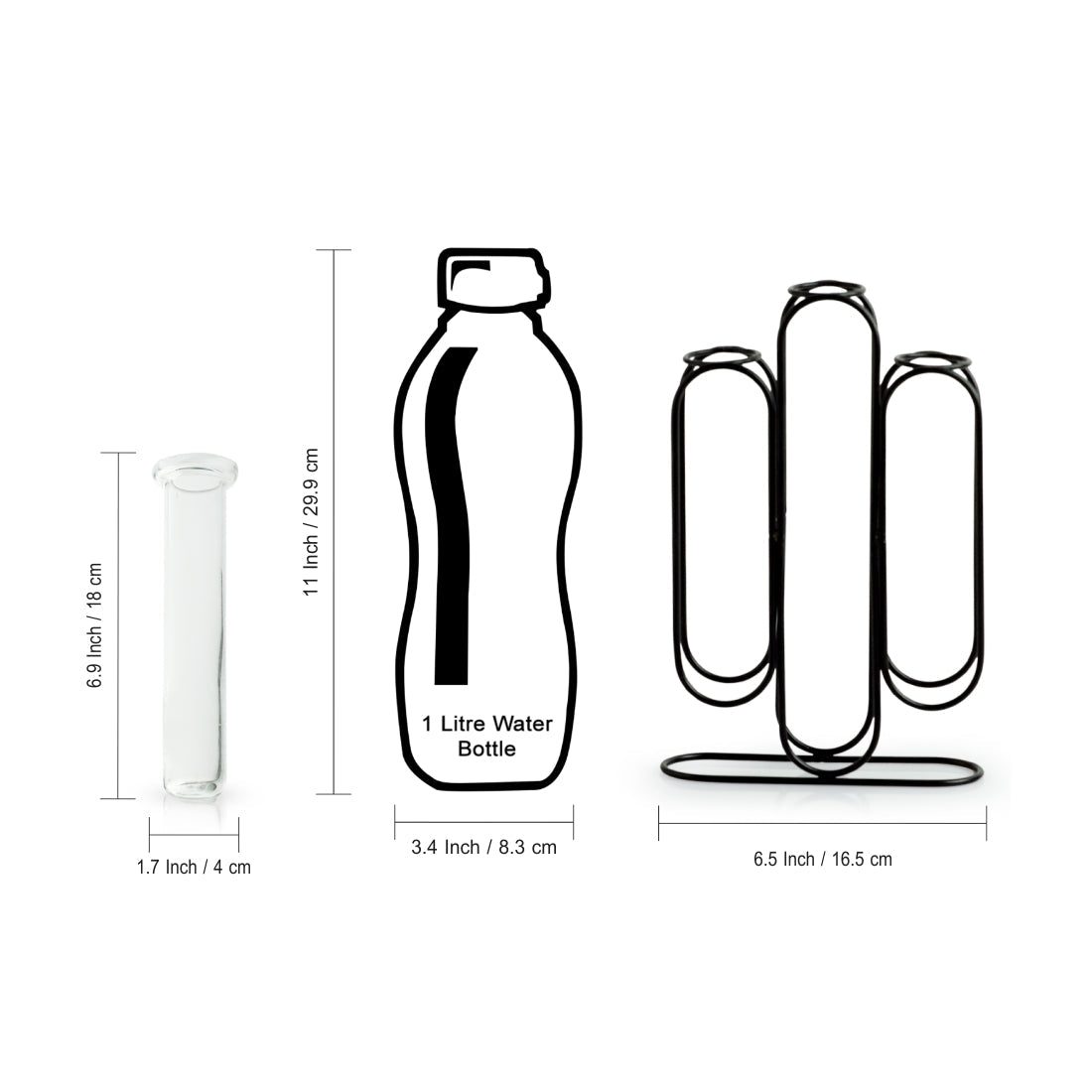 EXCLUSIVELANE 'Modern Glass Garden' Test Tube Table Planter/Vases (10 Inch, Black) - view 7