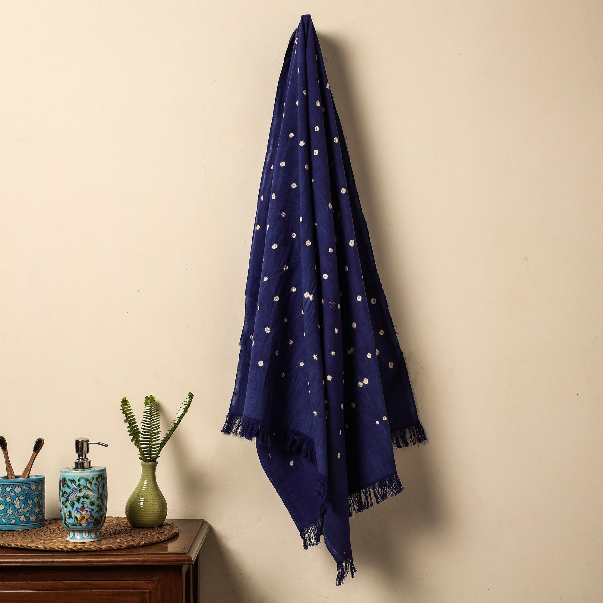 KACHCHH JI CHHAAP Blue - Bandhani Tie-Dye Handloom Cotton Towel