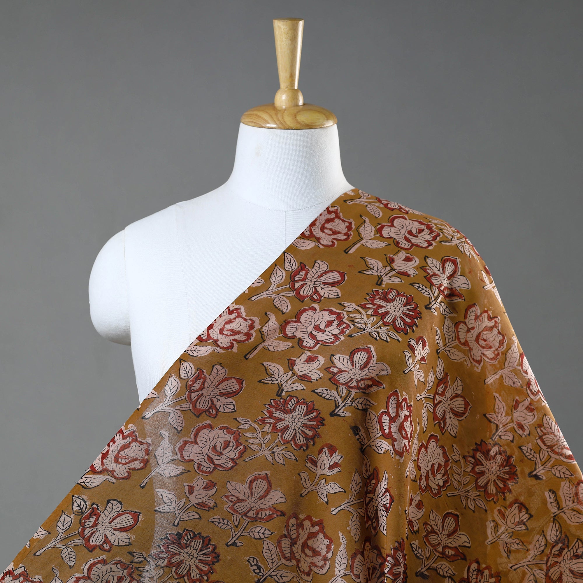 BAGRU DABU PRINTS Brown - Ajrakh Dabu Bagru Block Print Chanderi Silk Fabric 14