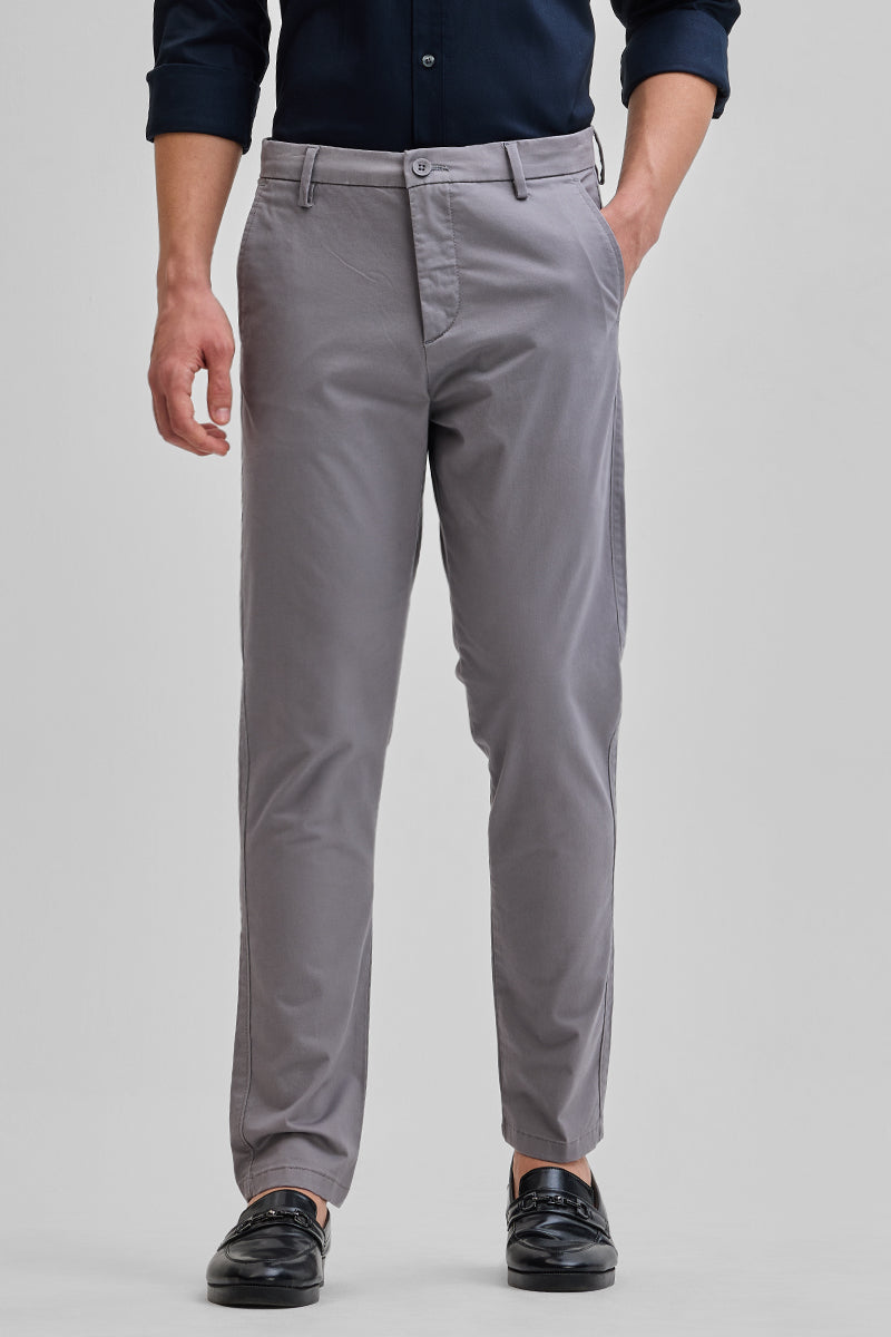 SNITCH Grey Slim Fit Trousers