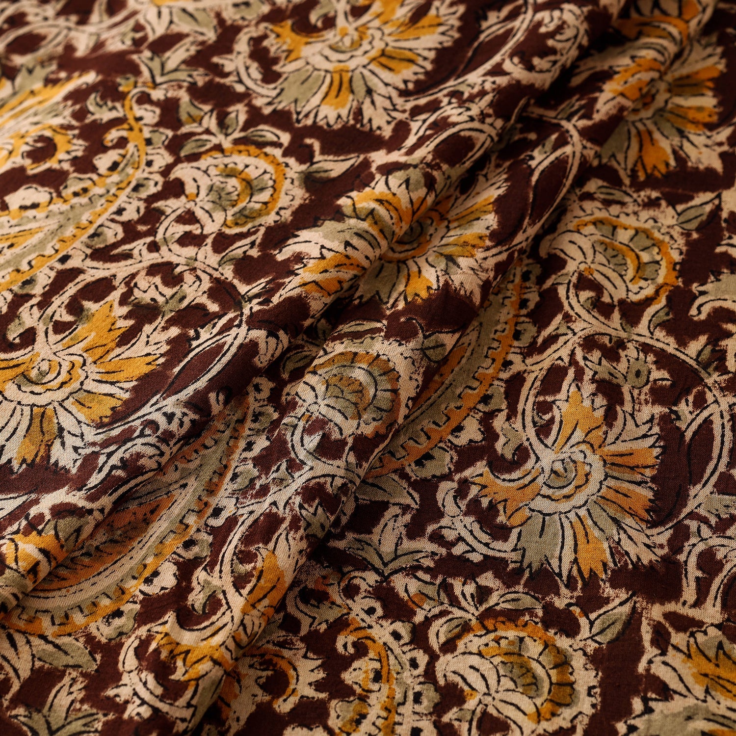 VENKATA BHANU KALAMKARI PEDANA Black - Pedana Kalamkari Block Printed Cotton Fabric - view 2
