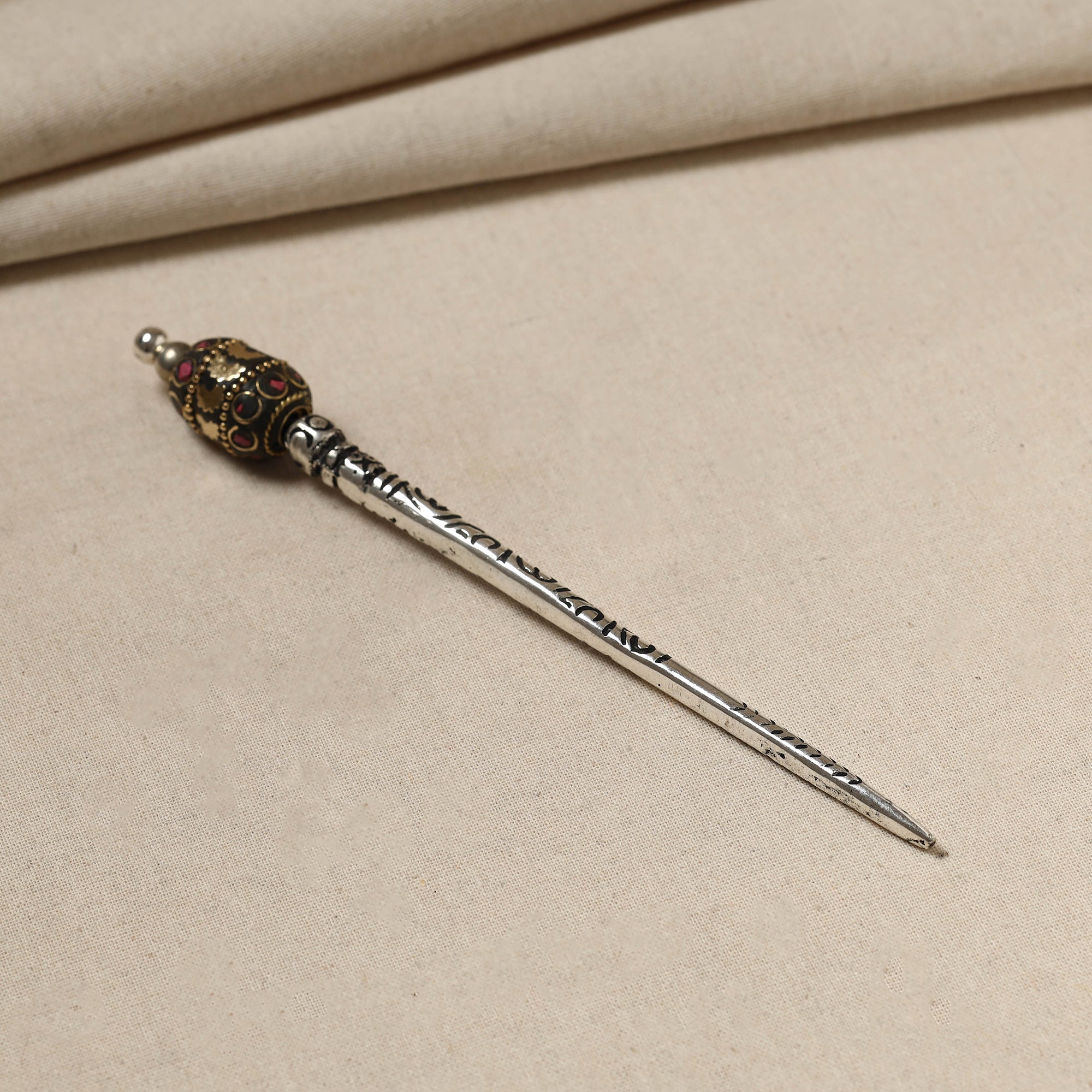 WHITE RIVER STORIES Antique Finish Oxidised German Silver Juda Stick