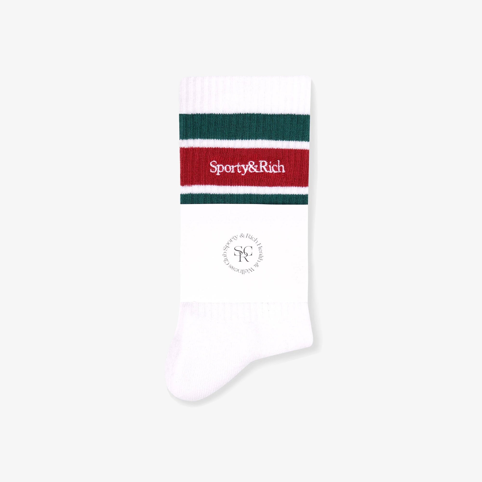 Sporty & Rich | Serif Logo Striped { White/alpine/lava - view 2