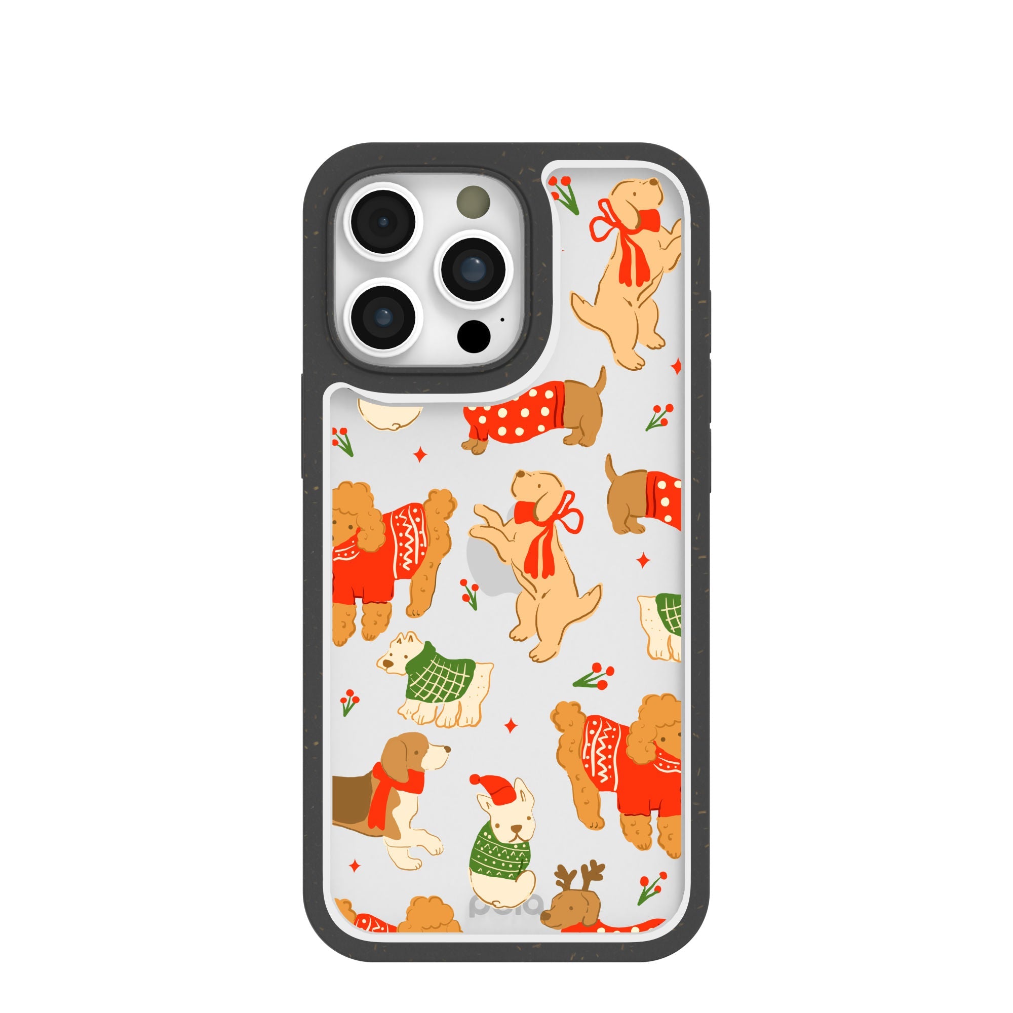 BlackTree Clear Jolly Doggos iPhone 16 Pro Max Case With Black Ridge