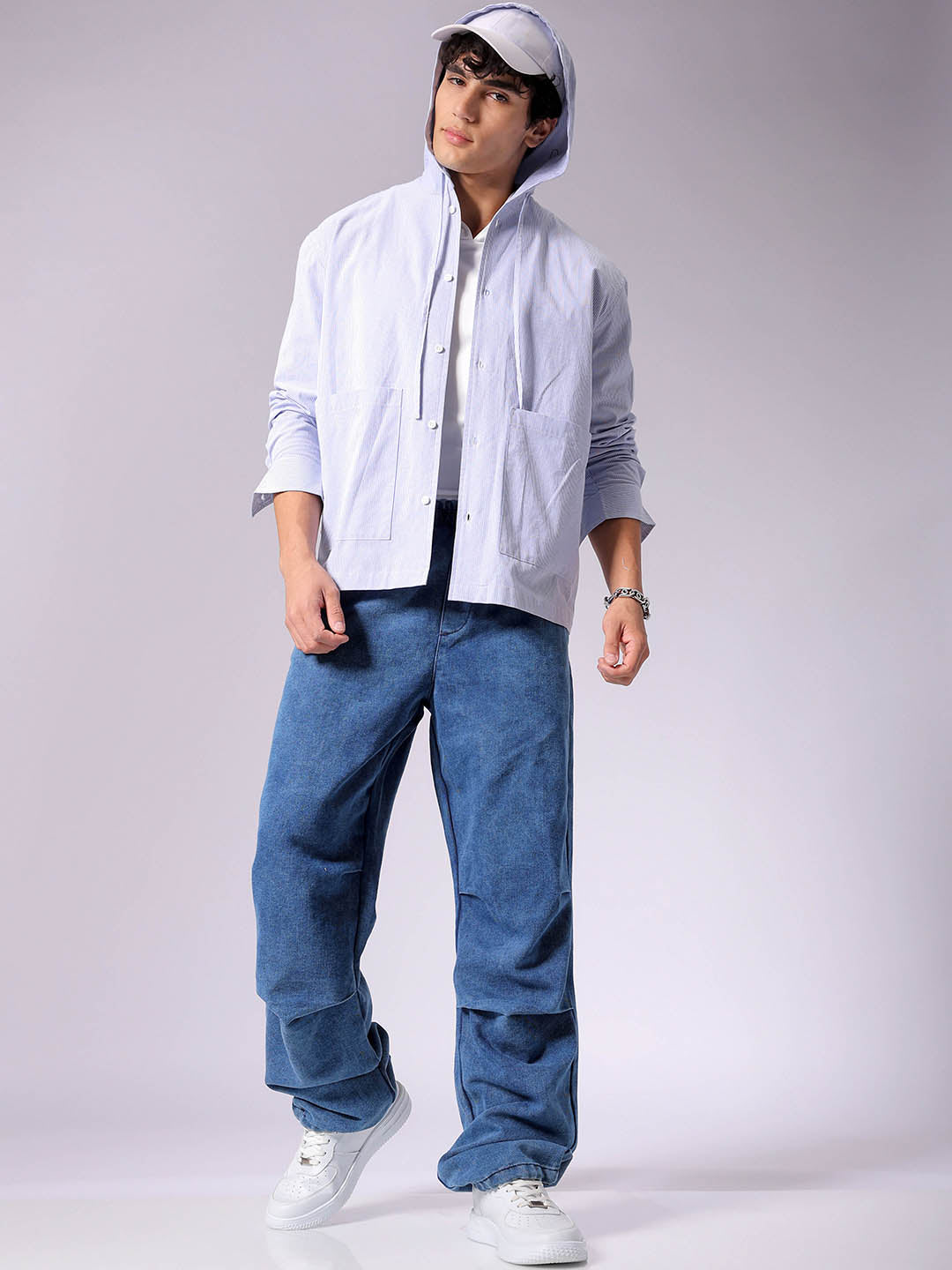 The Indian Garage Co Men's Blue Baggy Tapered Fit Solid Denim Jogger - view 5